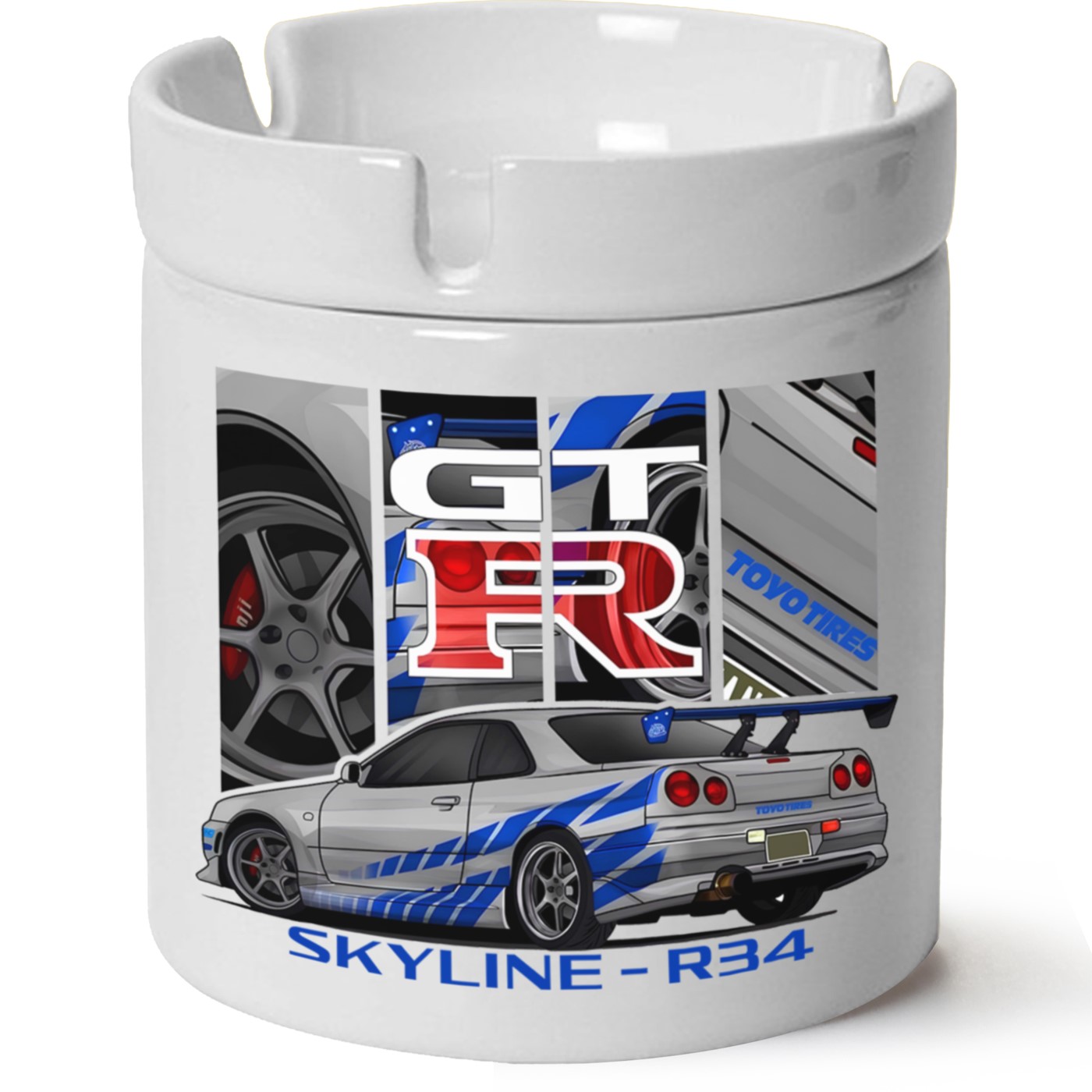 Nissan R34 Baskılı Porselen At Söndür Küllük