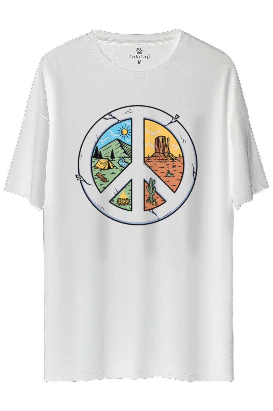 Macera-Doğa Baskılı Oversize Tişört