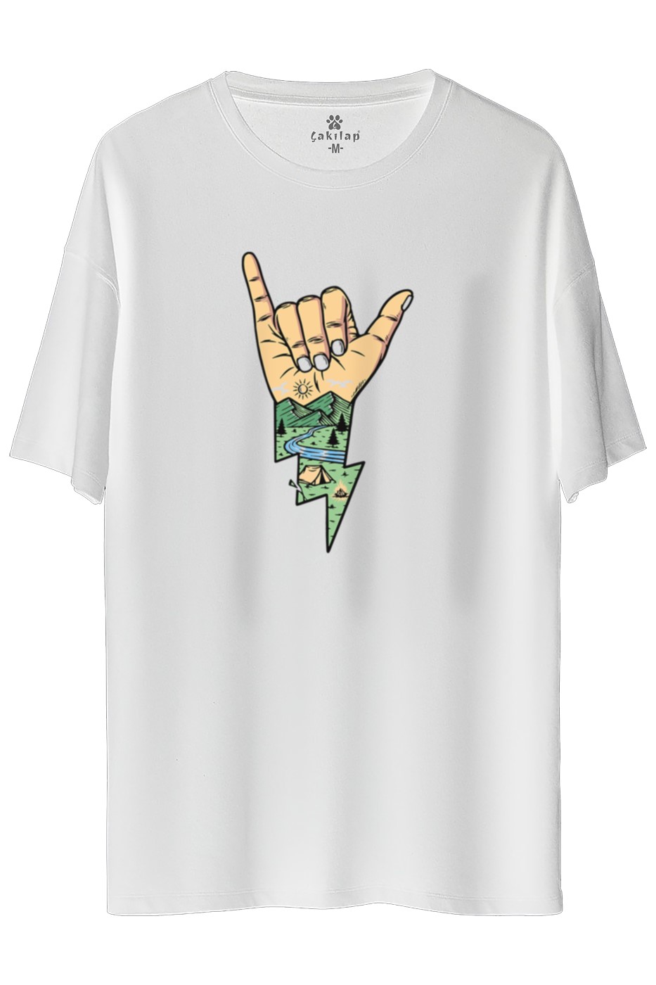 Macera-Doğa Baskılı Oversize Tişört