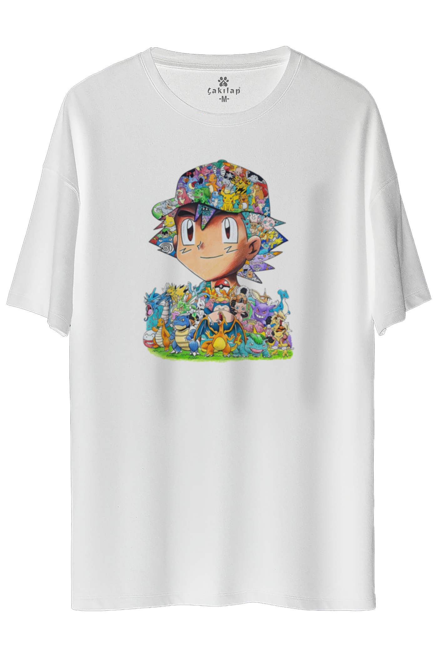 Pokemon Baskılı Oversize Tişört