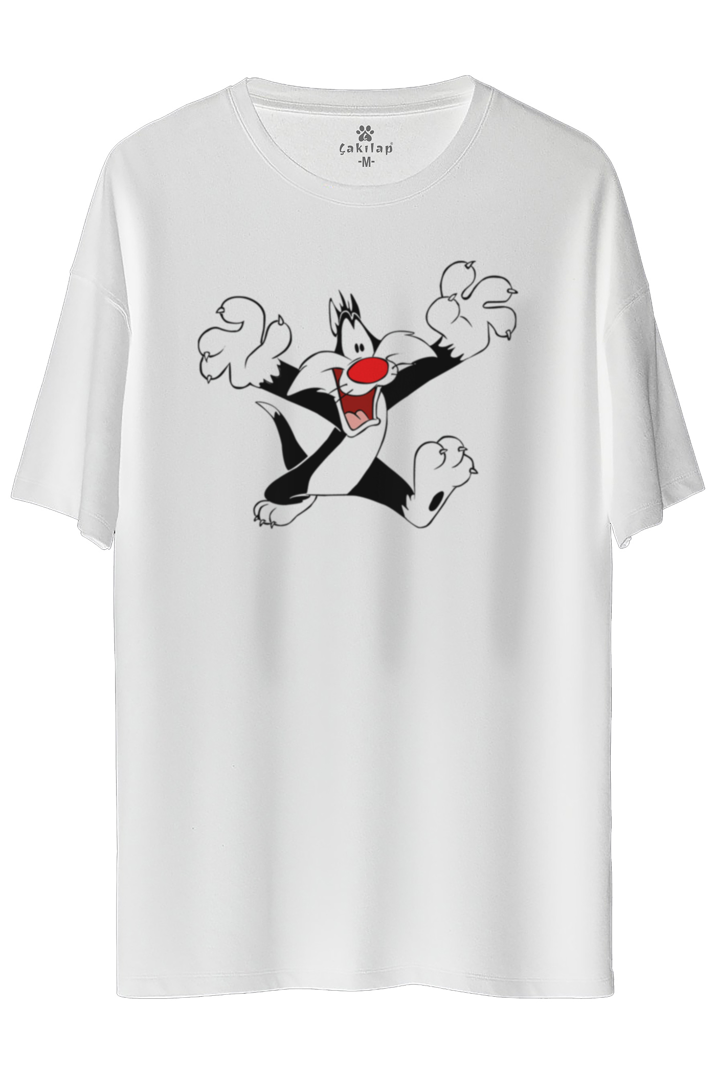 Sylvester Baskılı Oversize Tişört