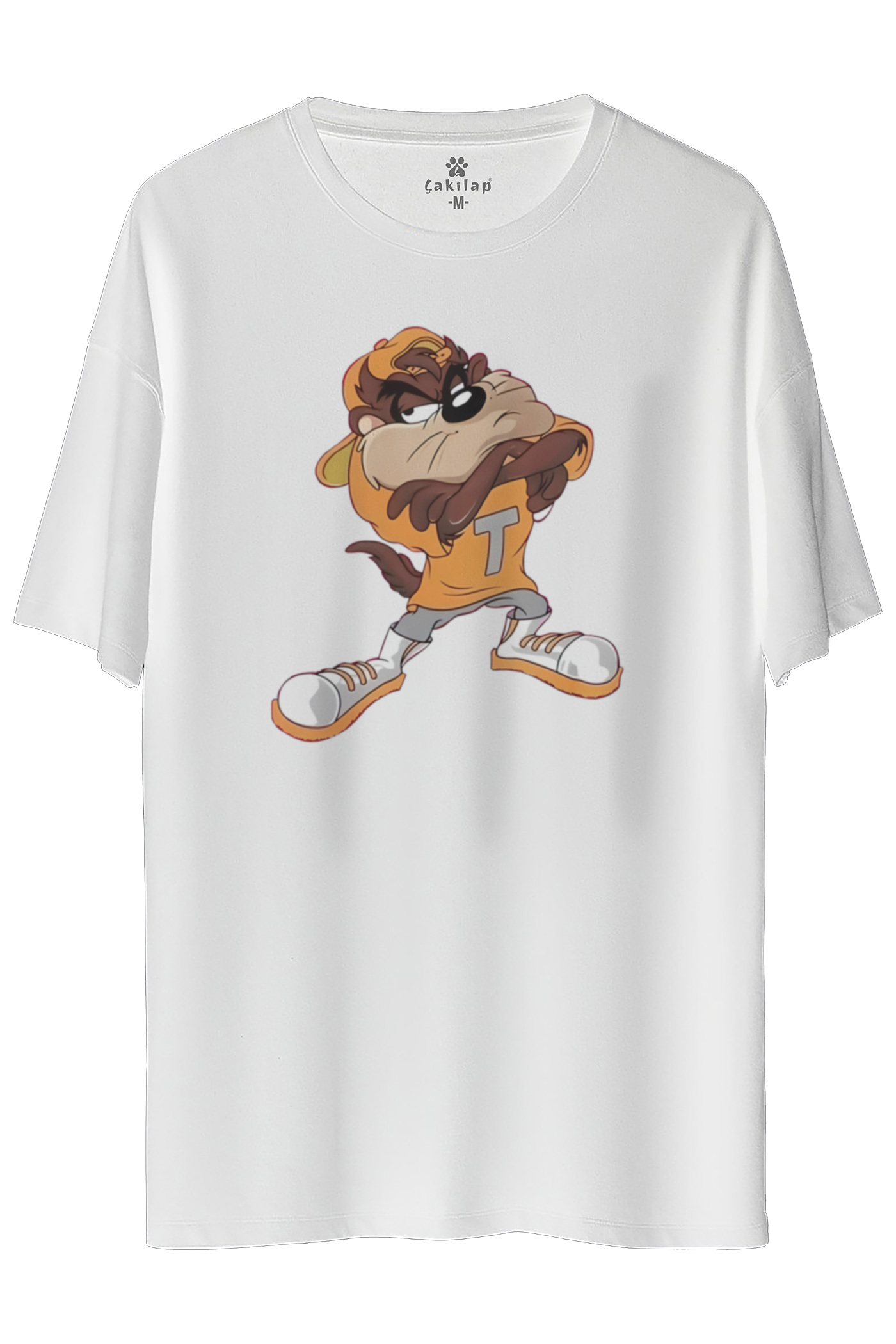 Tazmanya Canavarı Baskılı Oversize Tişört