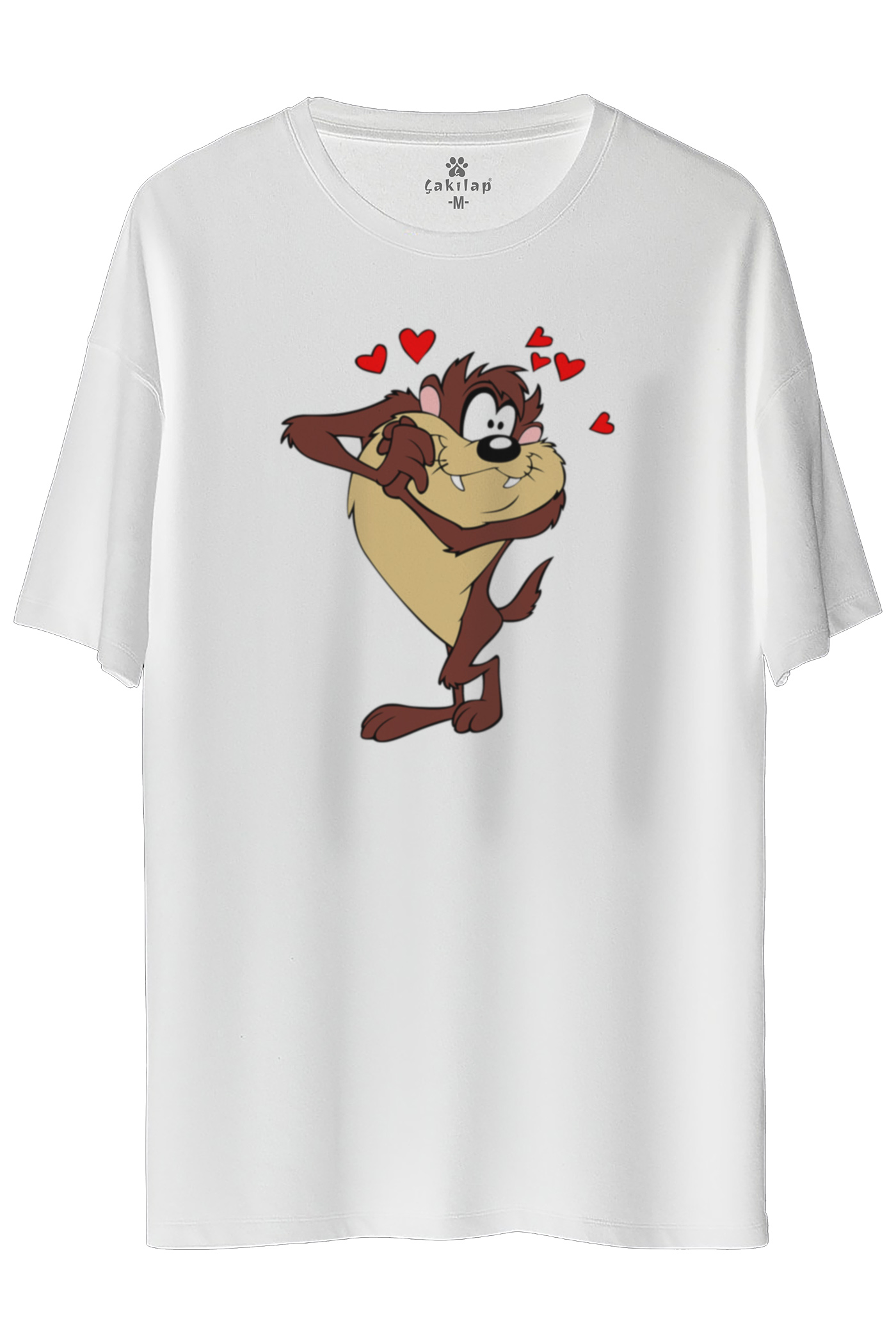 Tazmanya Canavarı Baskılı Oversize Tişört