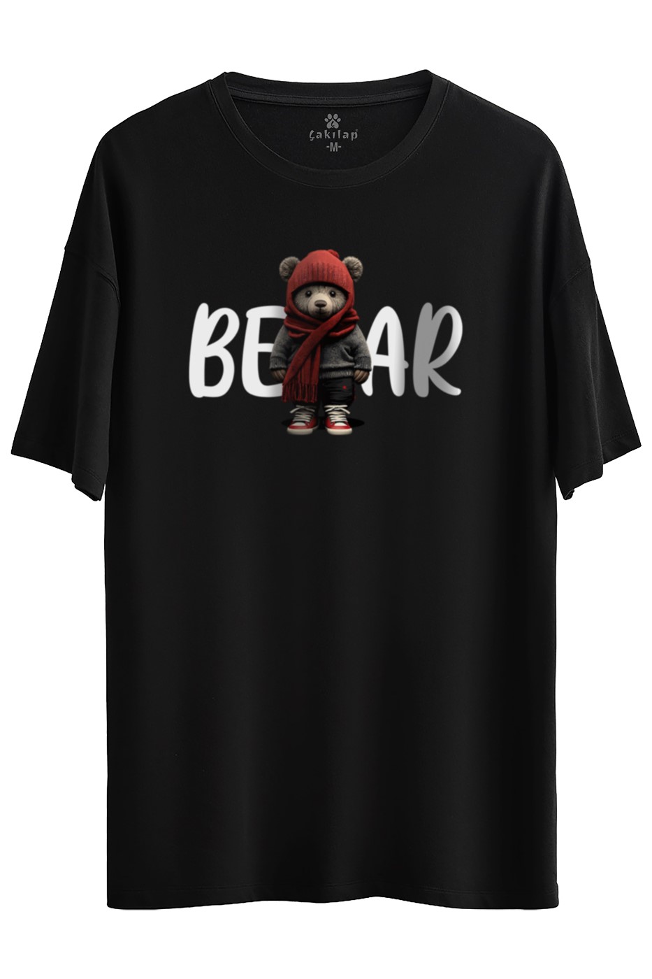 Ayıcık Baskılı Oversize Tişört