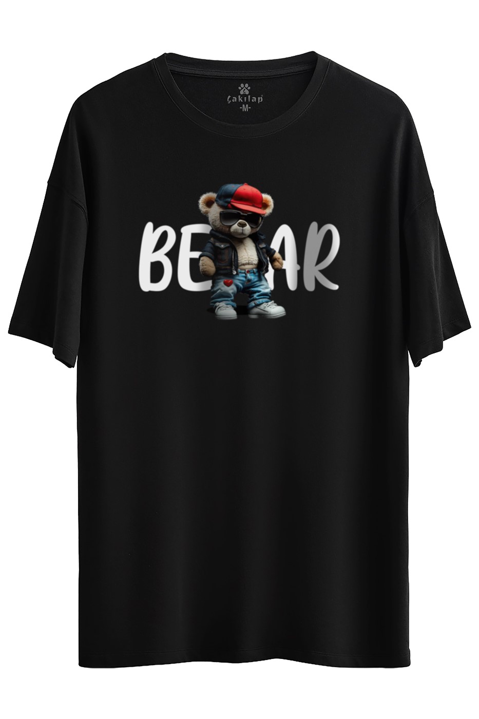 Ayıcık Baskılı Oversize Tişört