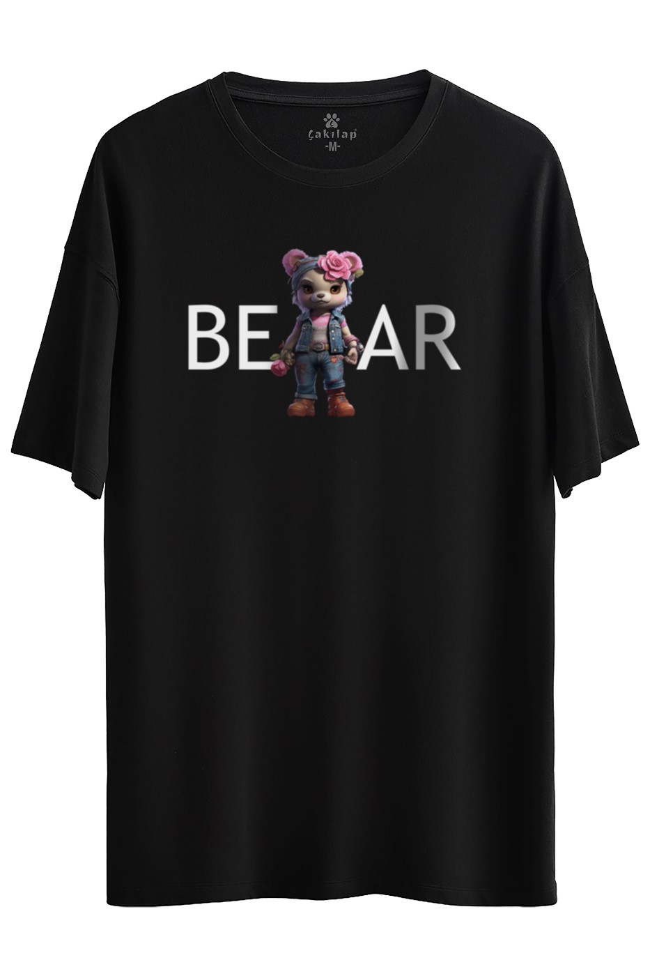 Ayıcık Baskılı Oversize Tişört