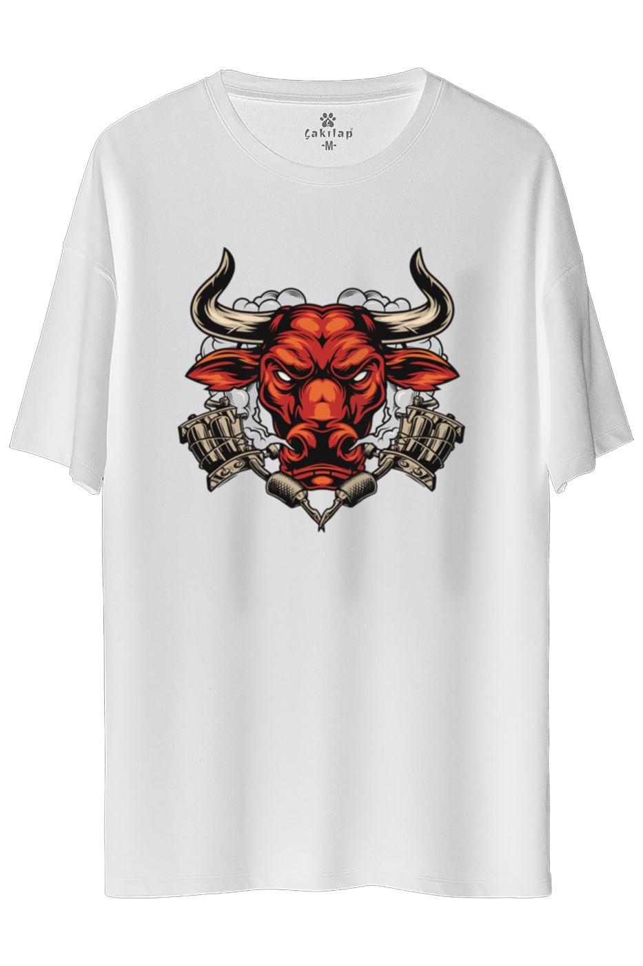 Boğa Baskılı Oversize Tişört