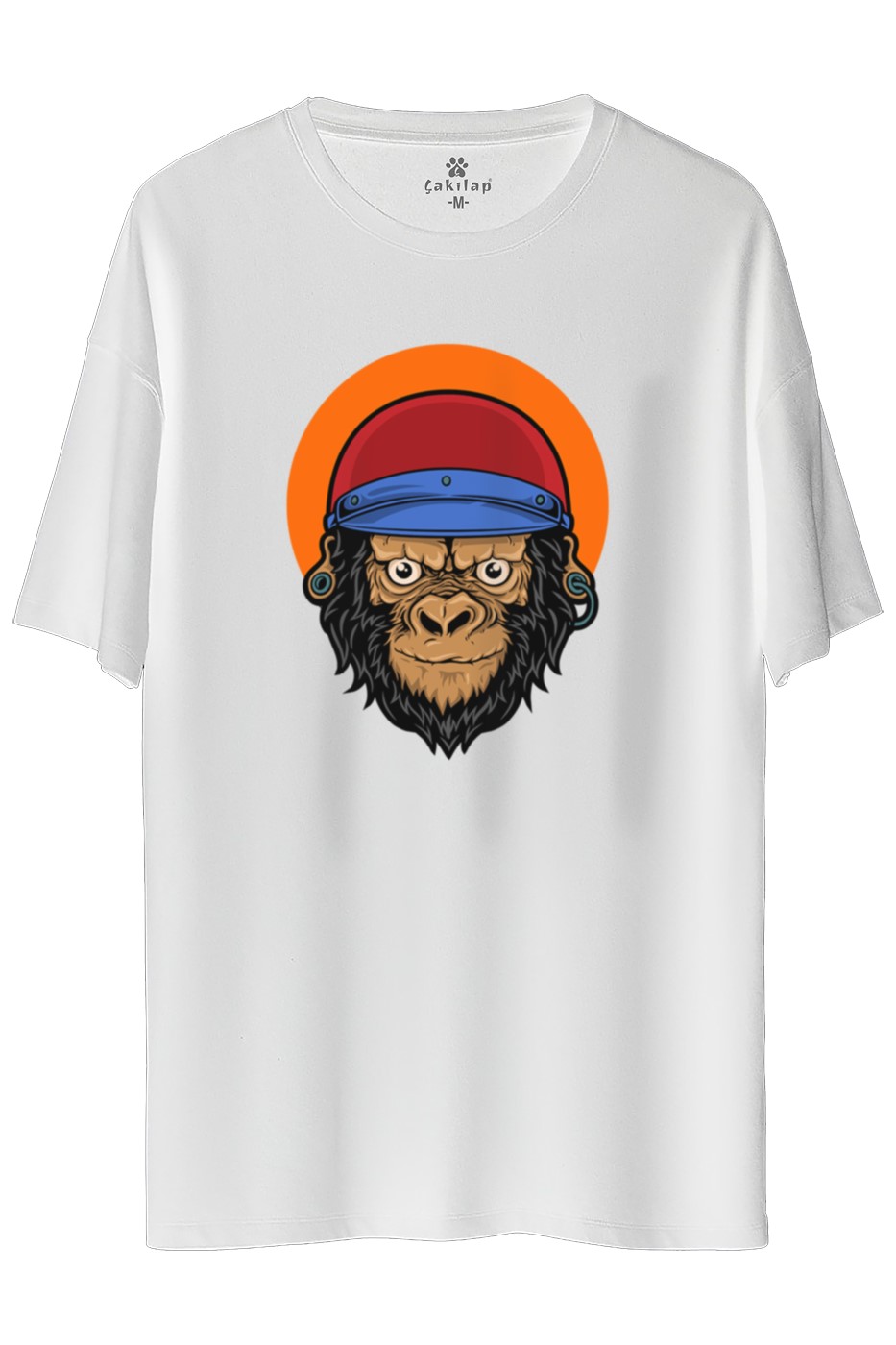Monkey Baskılı Oversize Tişört