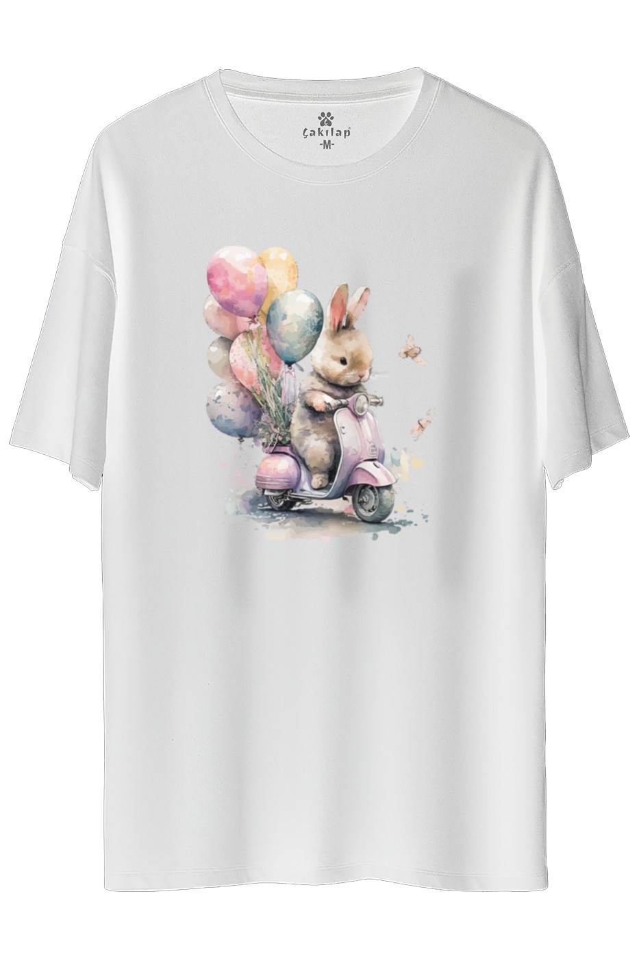 Sevimli Tavsan Baskılı Oversize Tişört