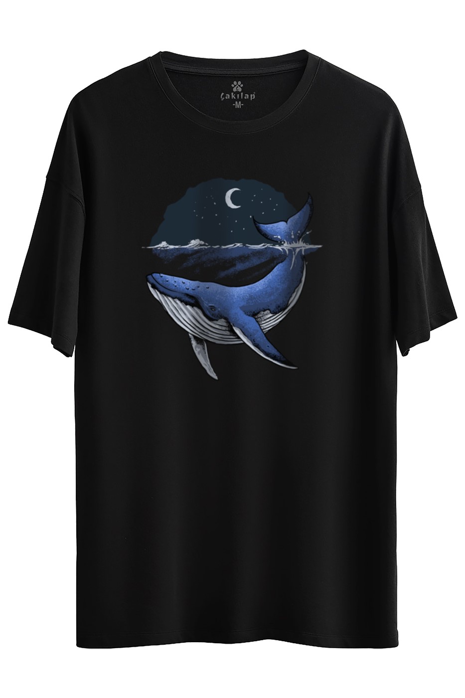 Balina Baskılı Oversize Tişört