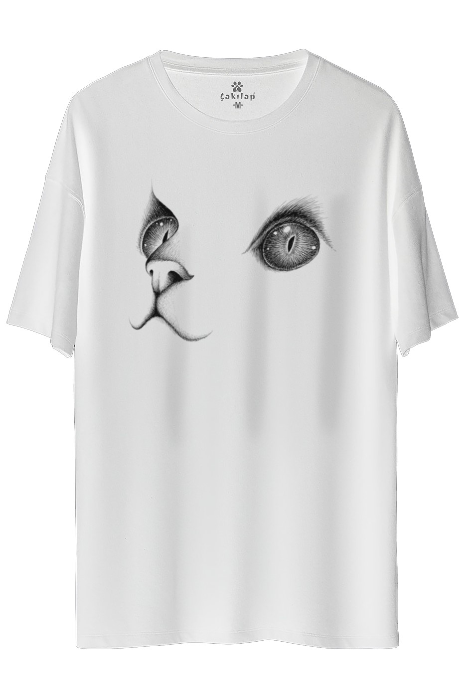 Kedi Baskılı Oversize Tişört
