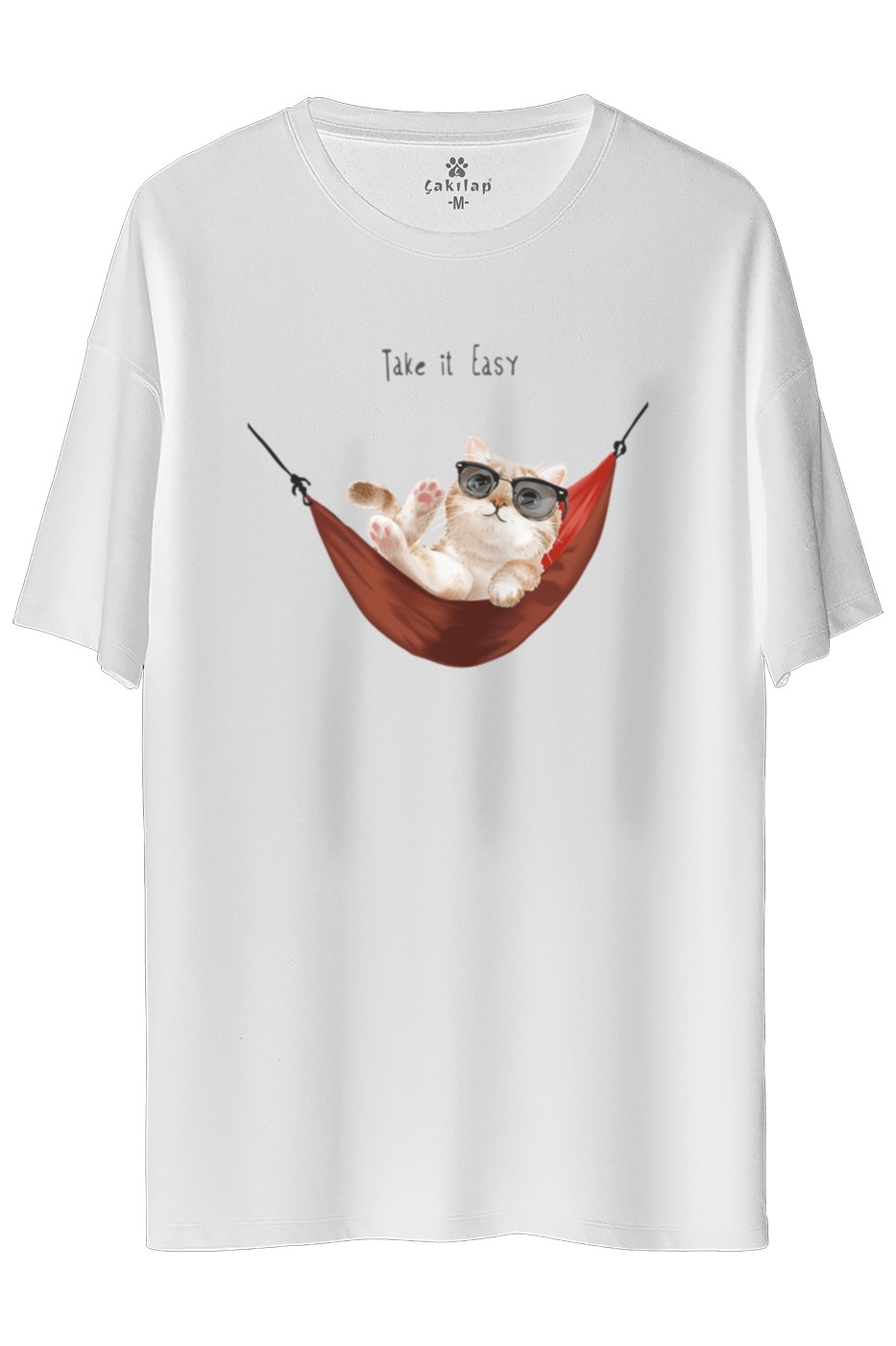 Kedi Baskılı Oversize Tişört