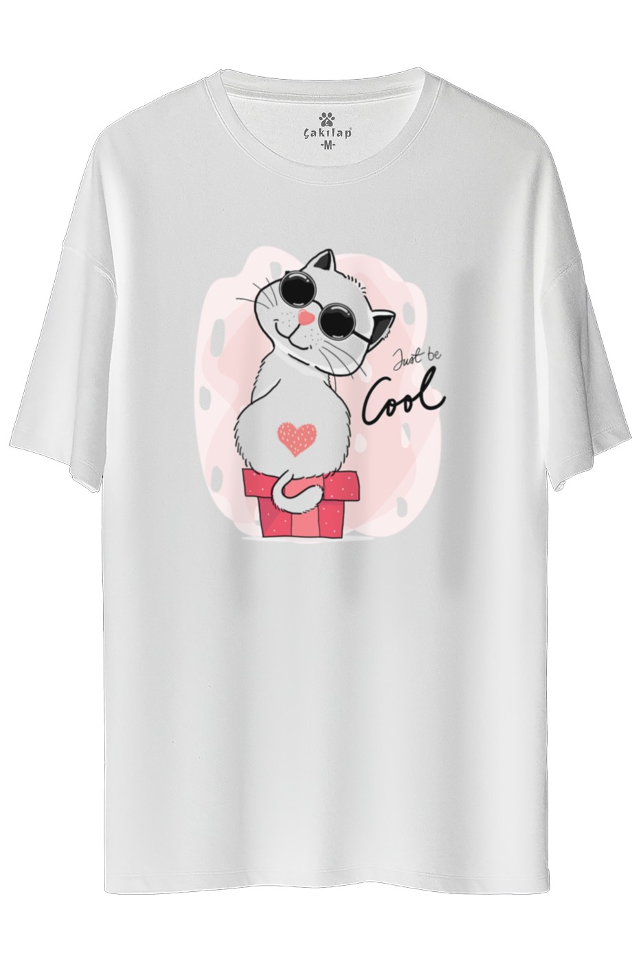 Kedi Baskılı Oversize Tişört