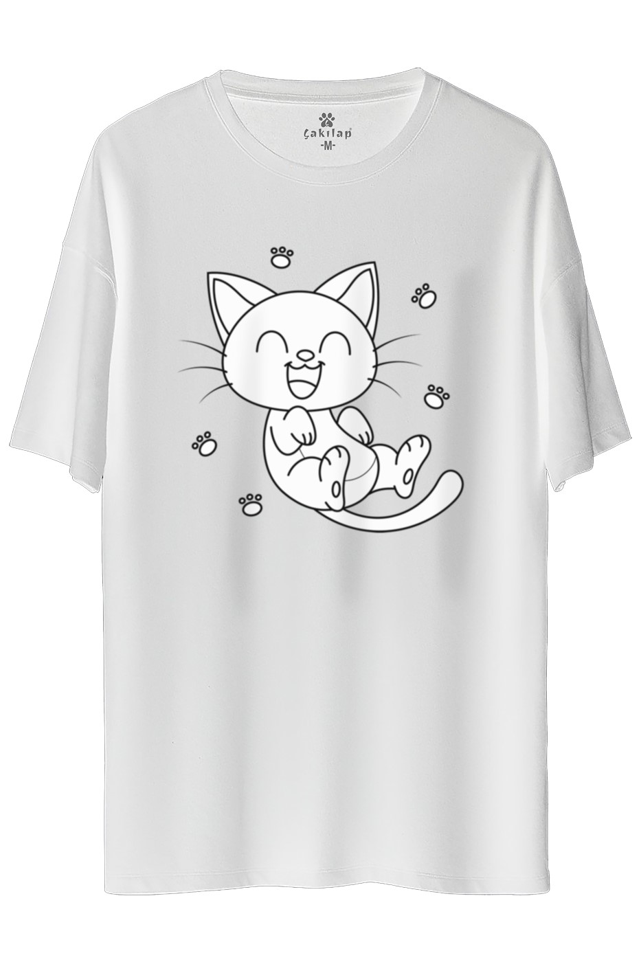 Kedi Baskılı Oversize Tişört