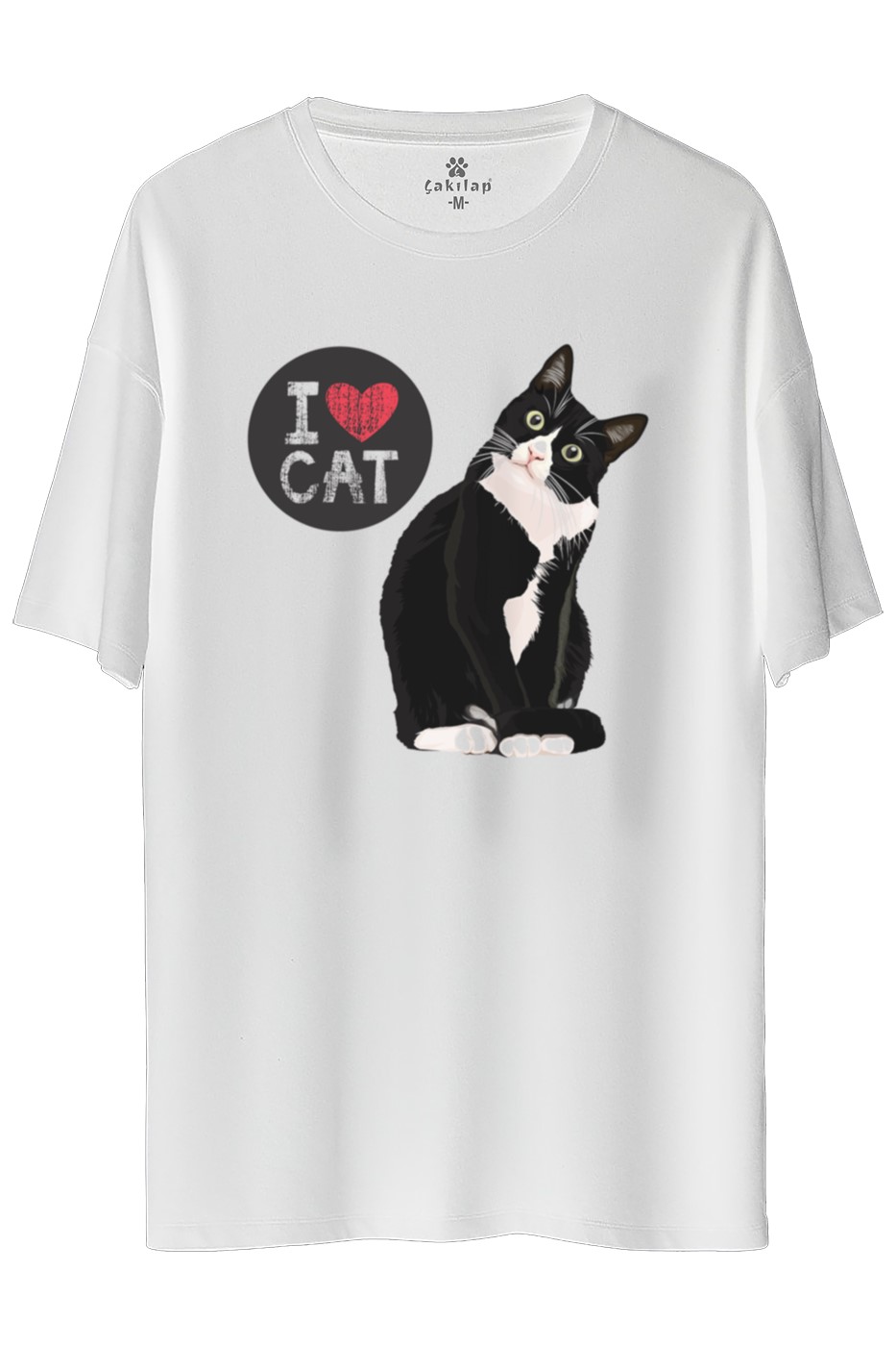 Kedi Baskılı Oversize Tişört