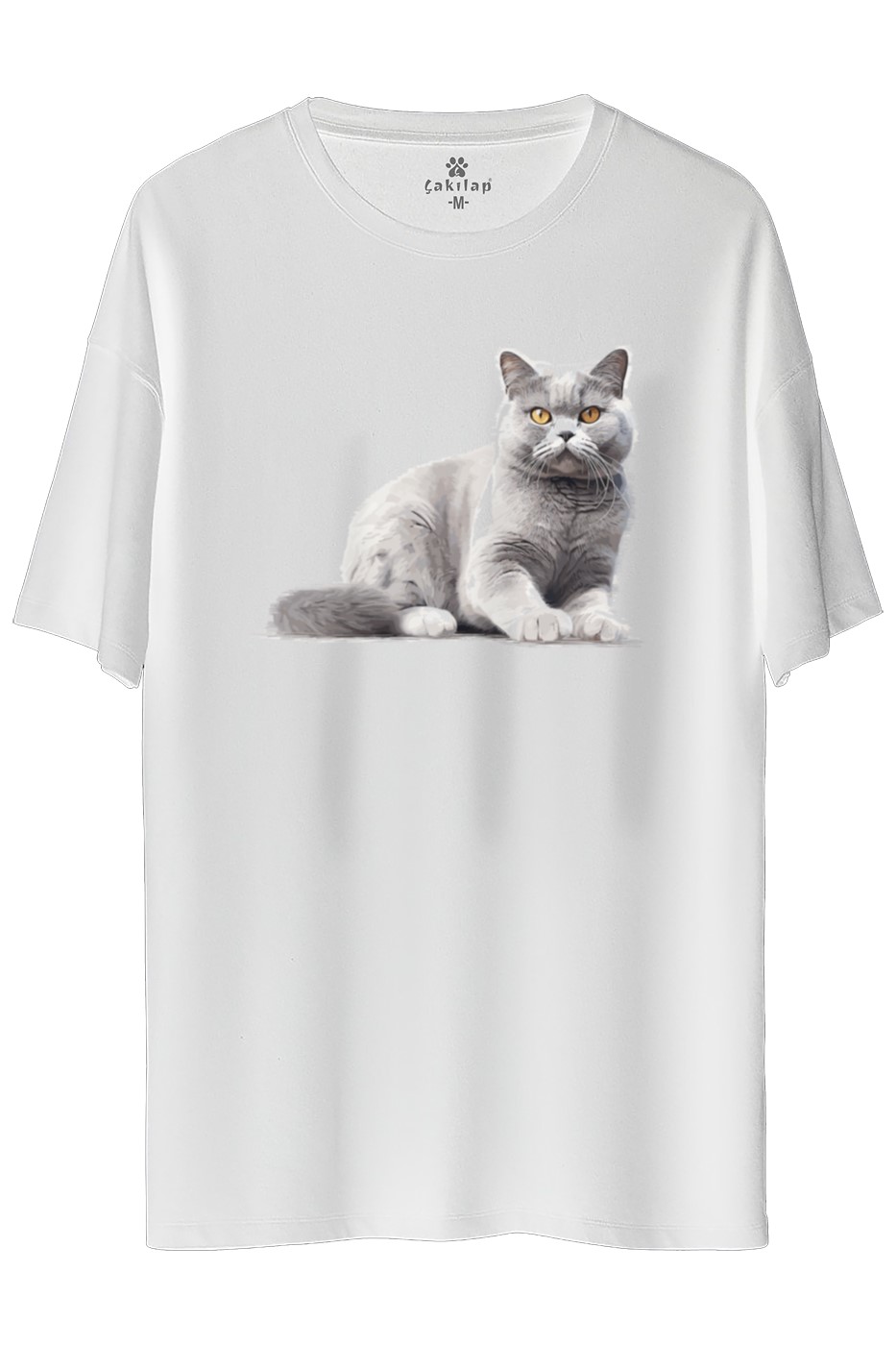 Kedi Baskılı Oversize Tişört