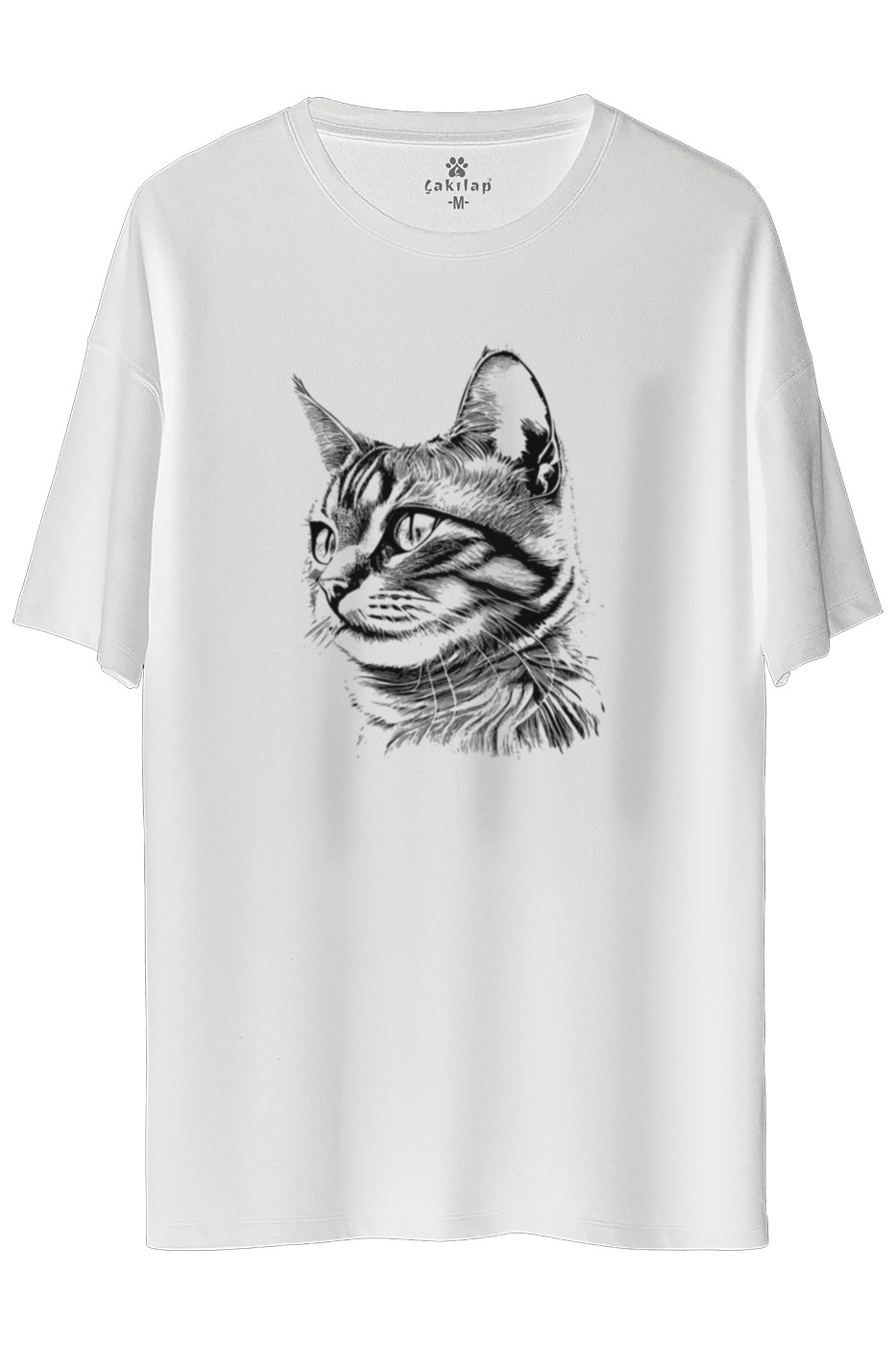 Kedi Baskılı Oversize Tişört