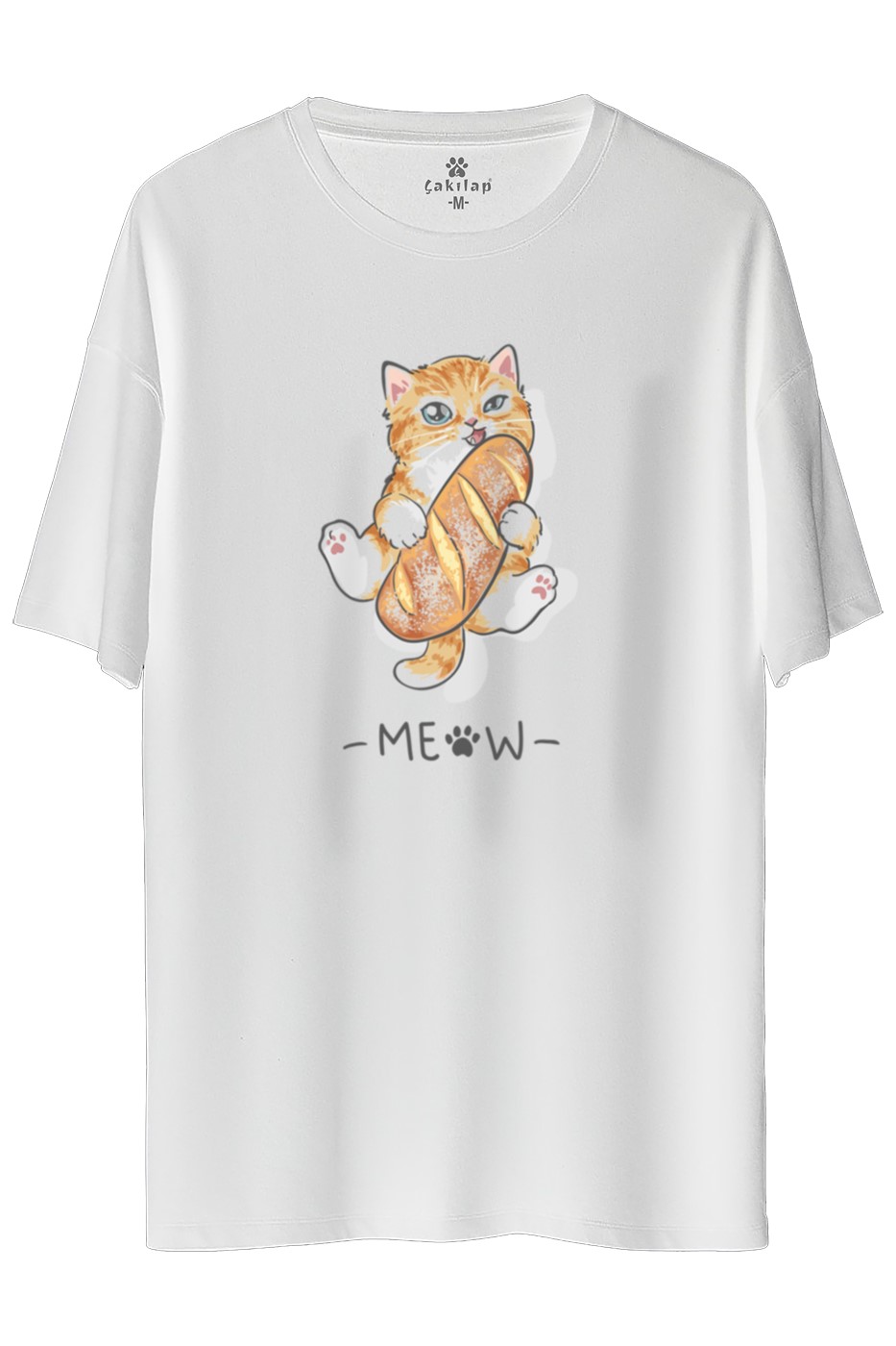Kedi Baskılı Oversize Tişört