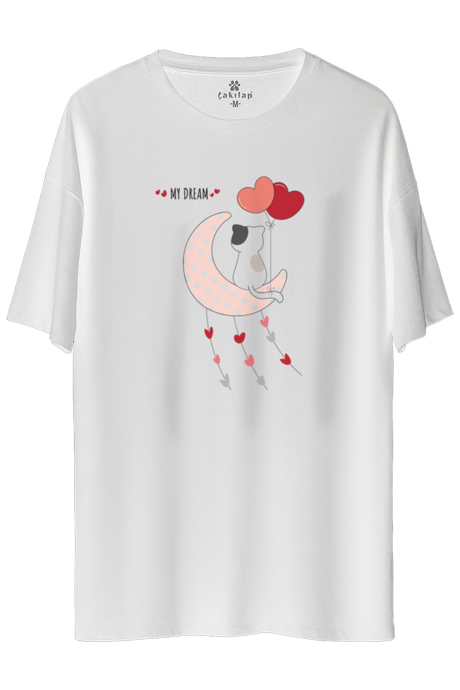 Kedi Baskılı Oversize Tişört