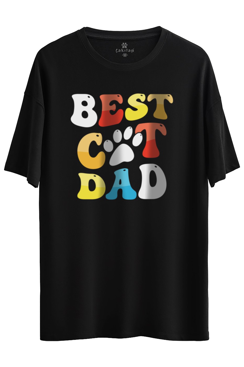 Kedi Baskılı Oversize Tişört