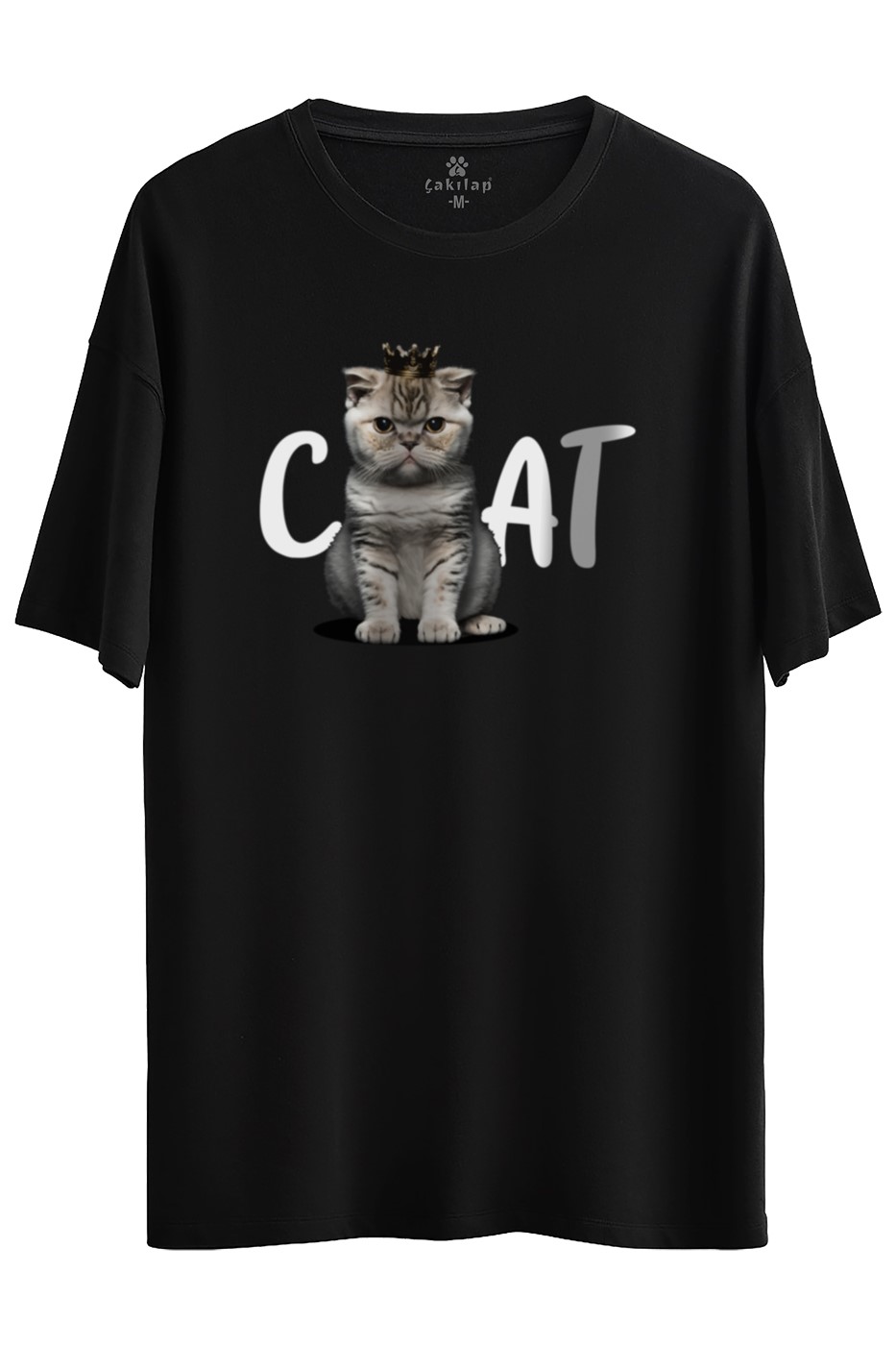 Kedi Baskılı Oversize Tişört