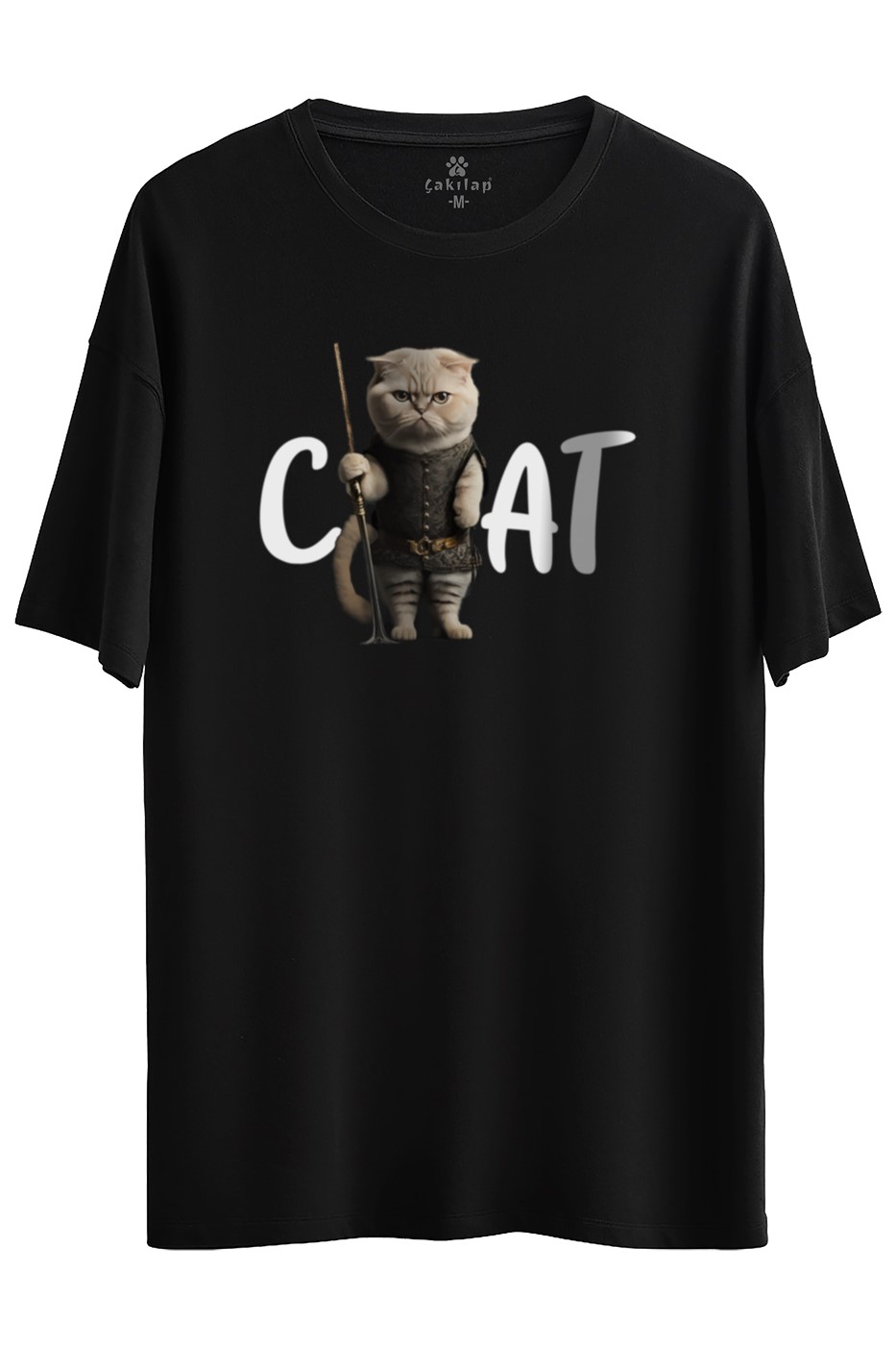 Kedi Baskılı Oversize Tişört