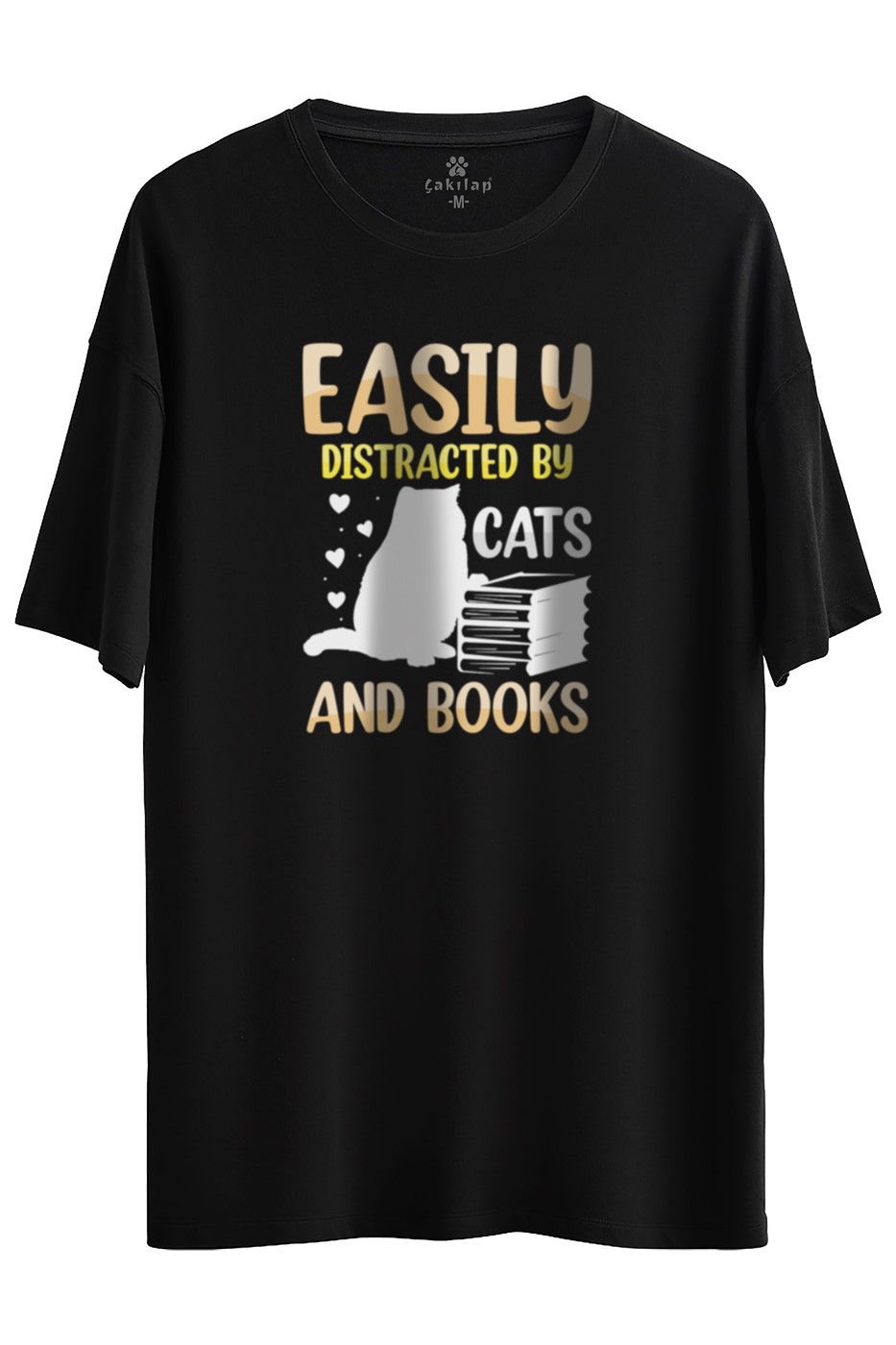 Kedi Baskılı Oversize Tişört