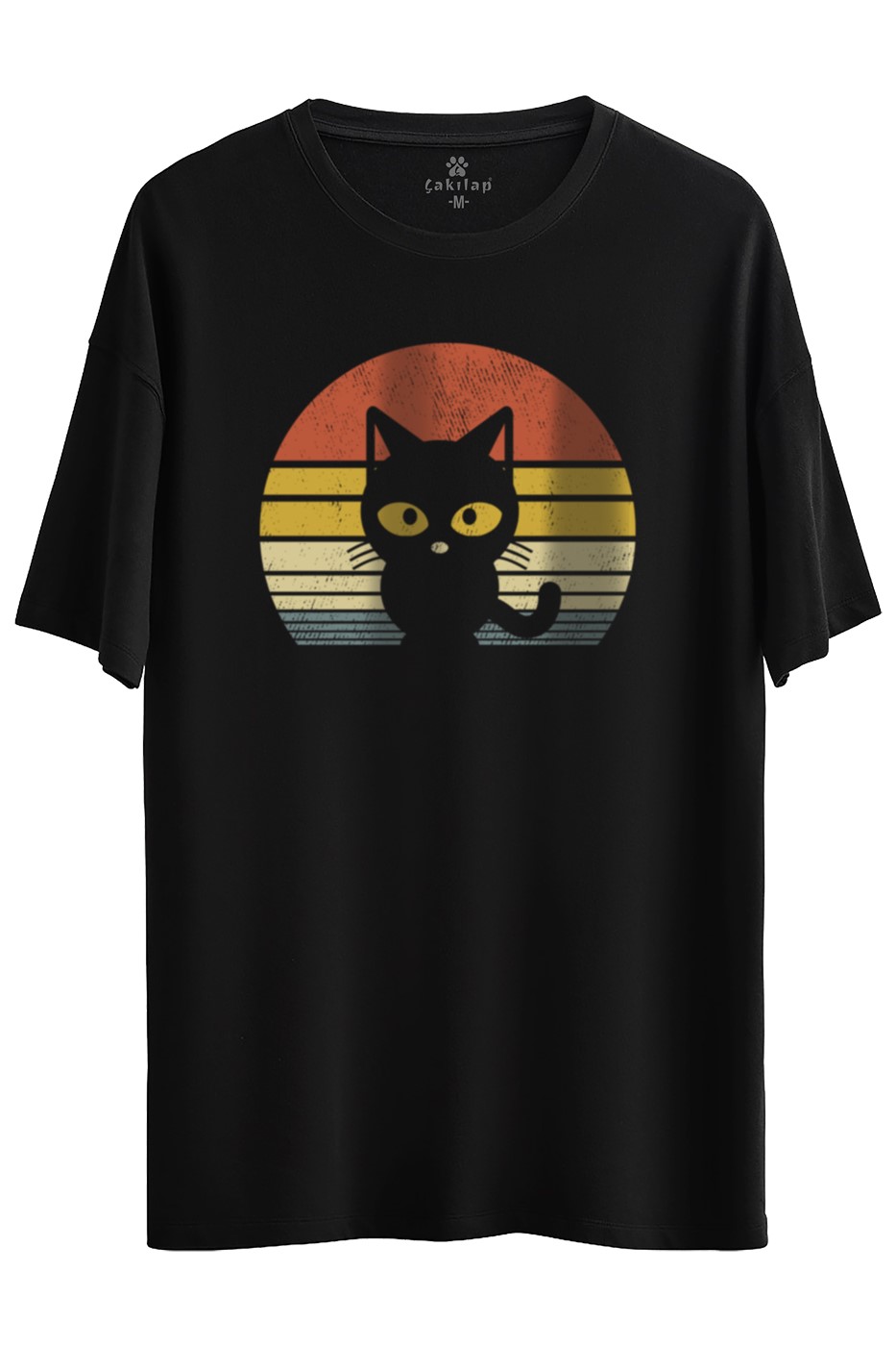 Kedi Baskılı Oversize Tişört