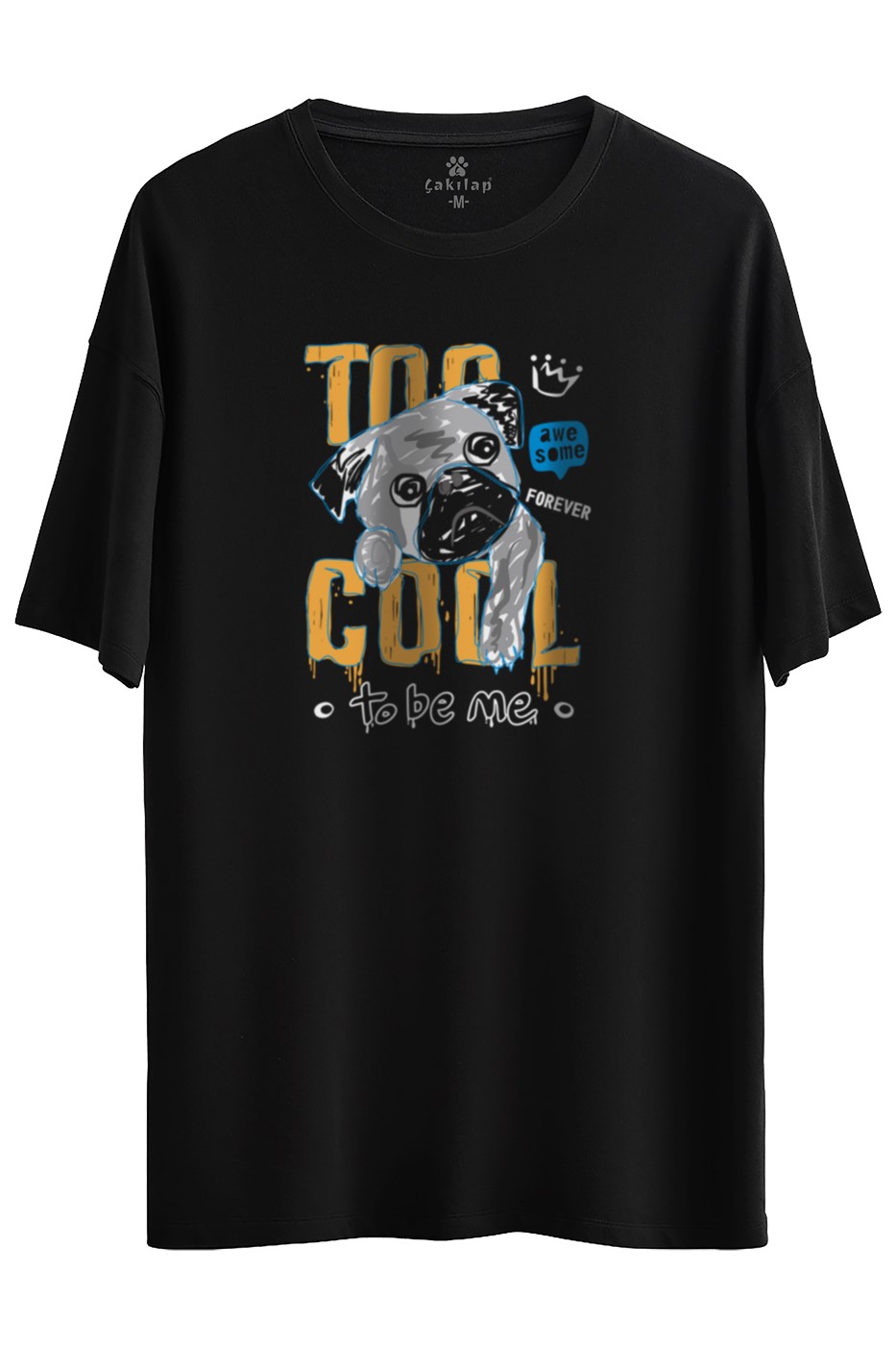 Köpek Baskılı Oversize Tişört
