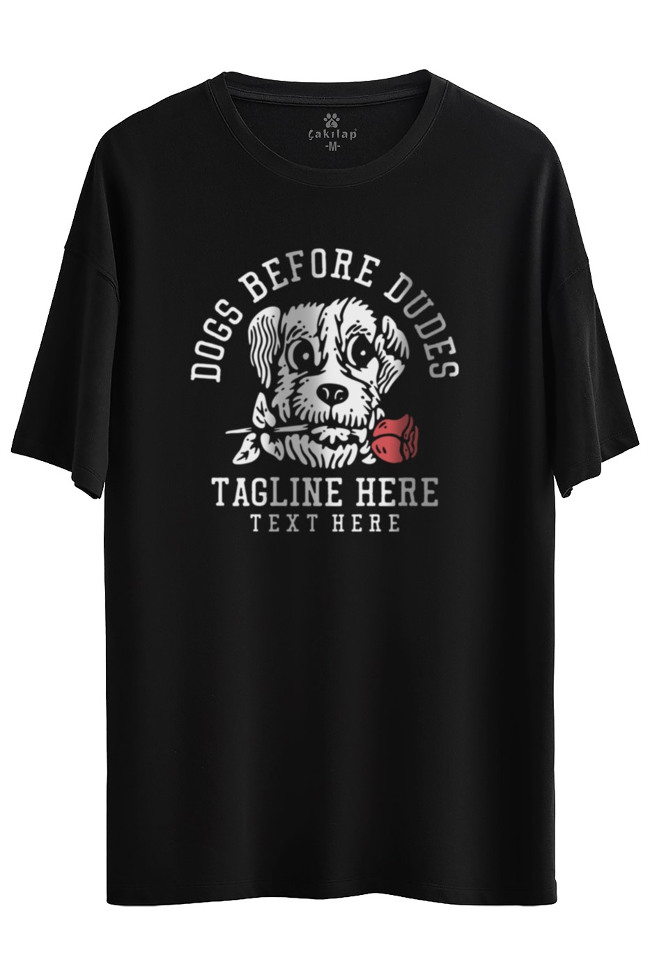 Köpek Baskılı Oversize Tişört