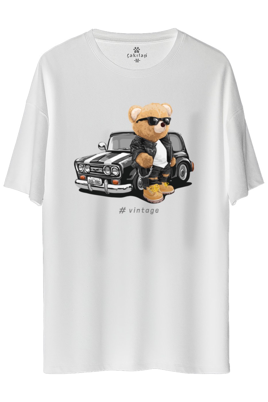 Ayıcık Baskılı Oversize Tişört