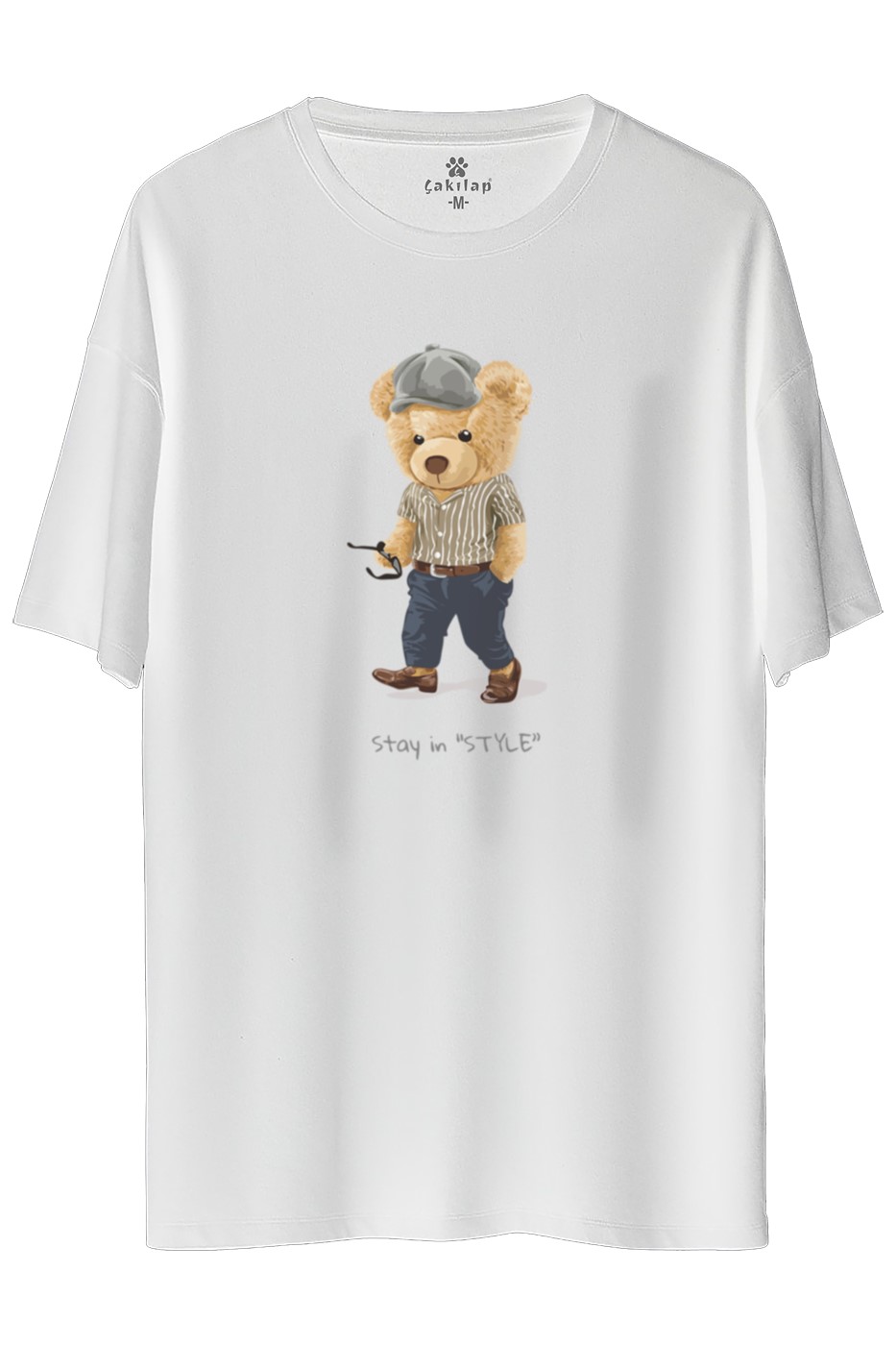 Ayıcık Baskılı Oversize Tişört