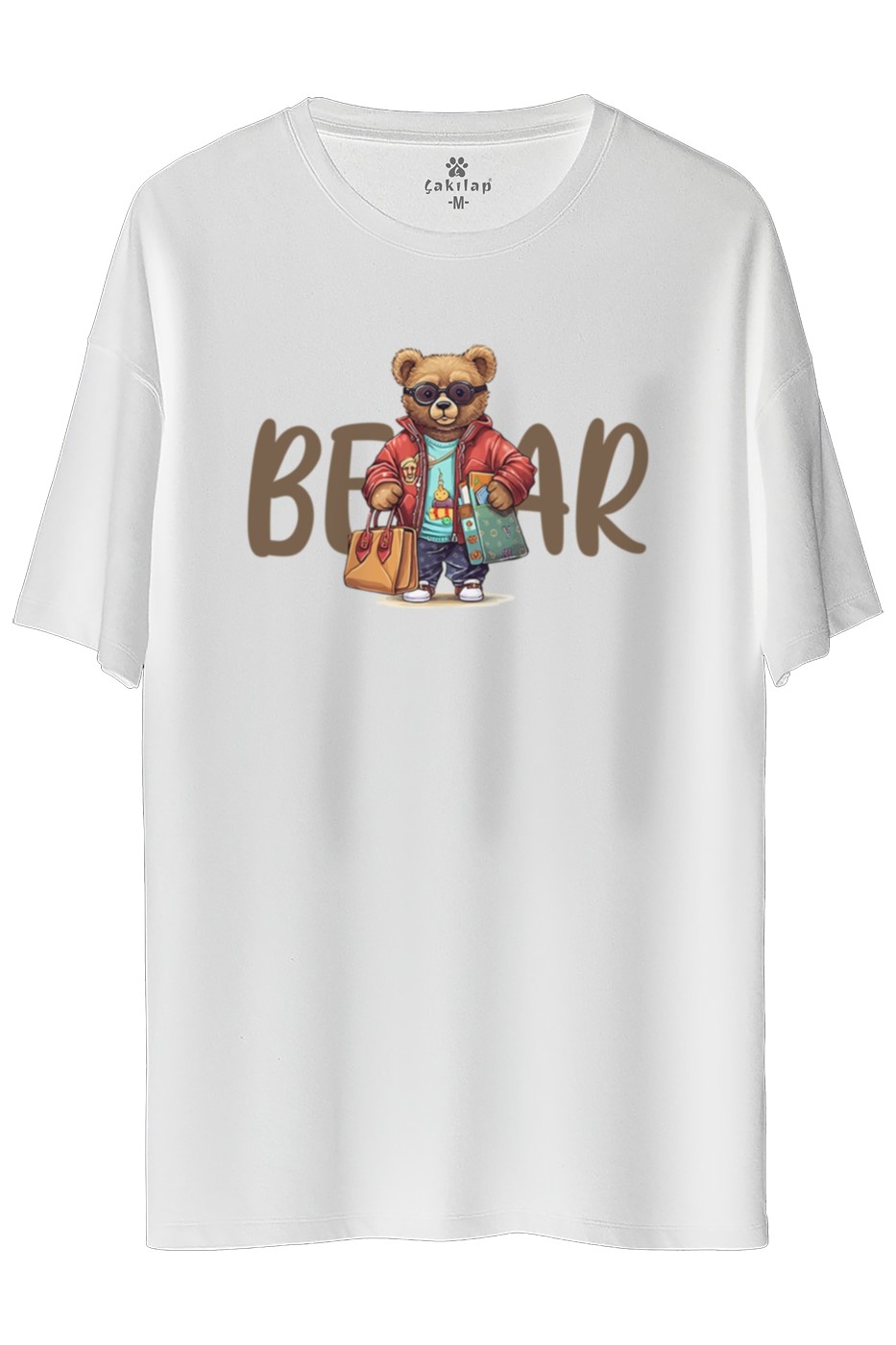 Ayıcık Baskılı Oversize Tişört
