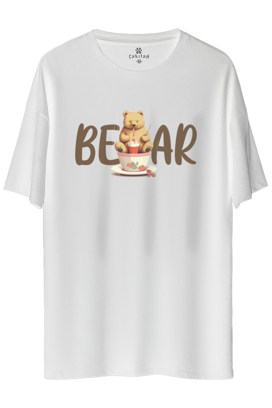 Ayıcık Baskılı Oversize Tişört