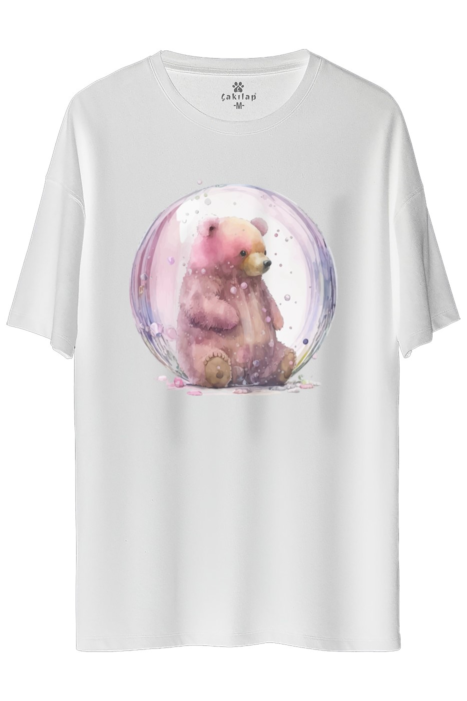 Ayıcık Baskılı Oversize Tişört