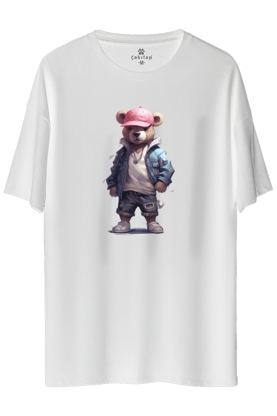 Ayıcık Baskılı Oversize Tişört