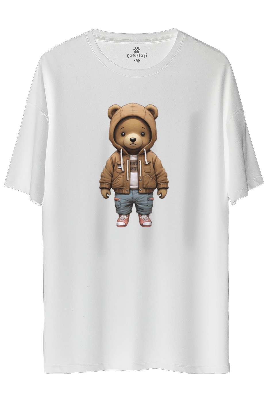 Ayıcık Baskılı Oversize Tişört