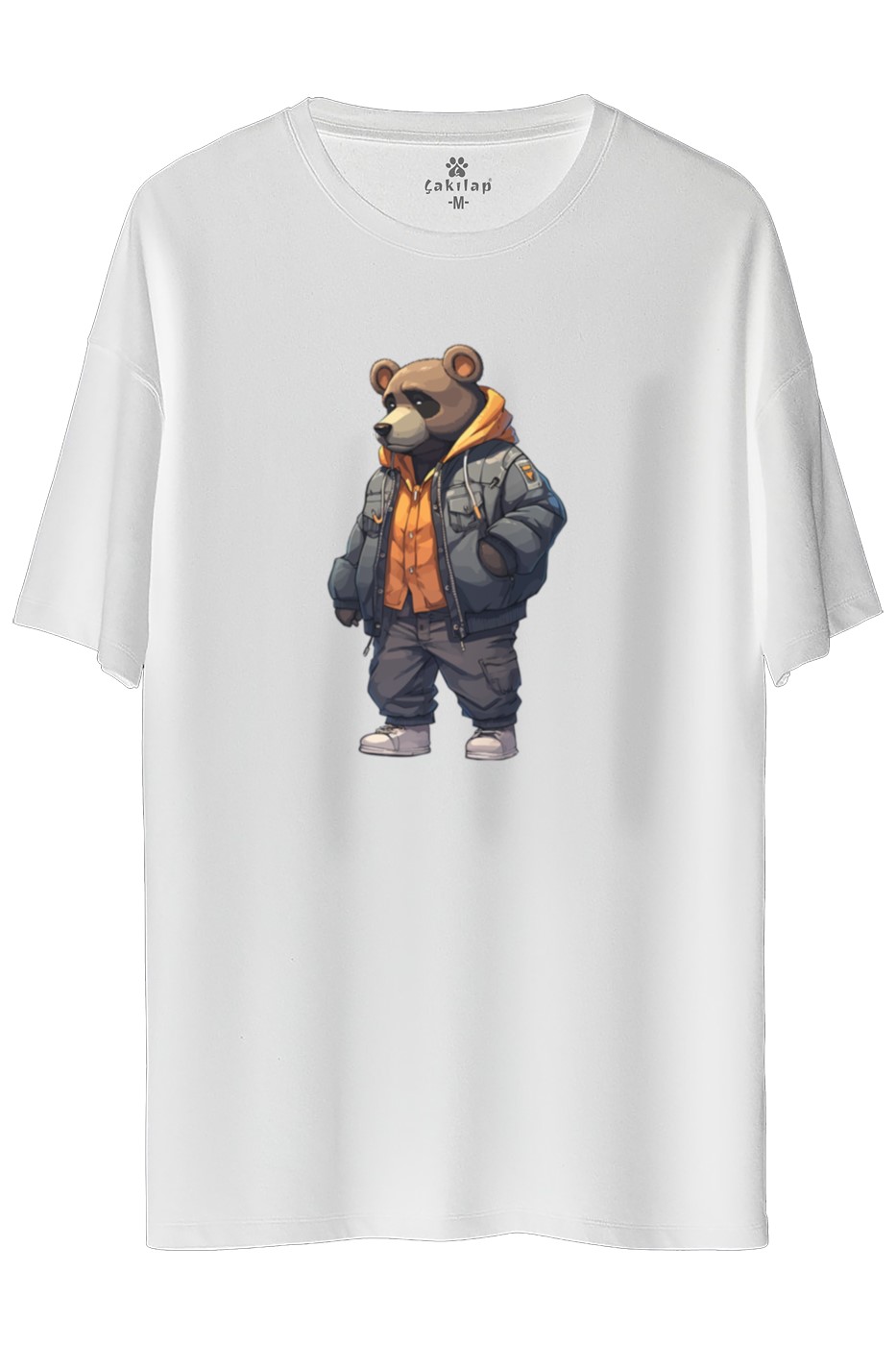 Ayıcık Baskılı Oversize Tişört