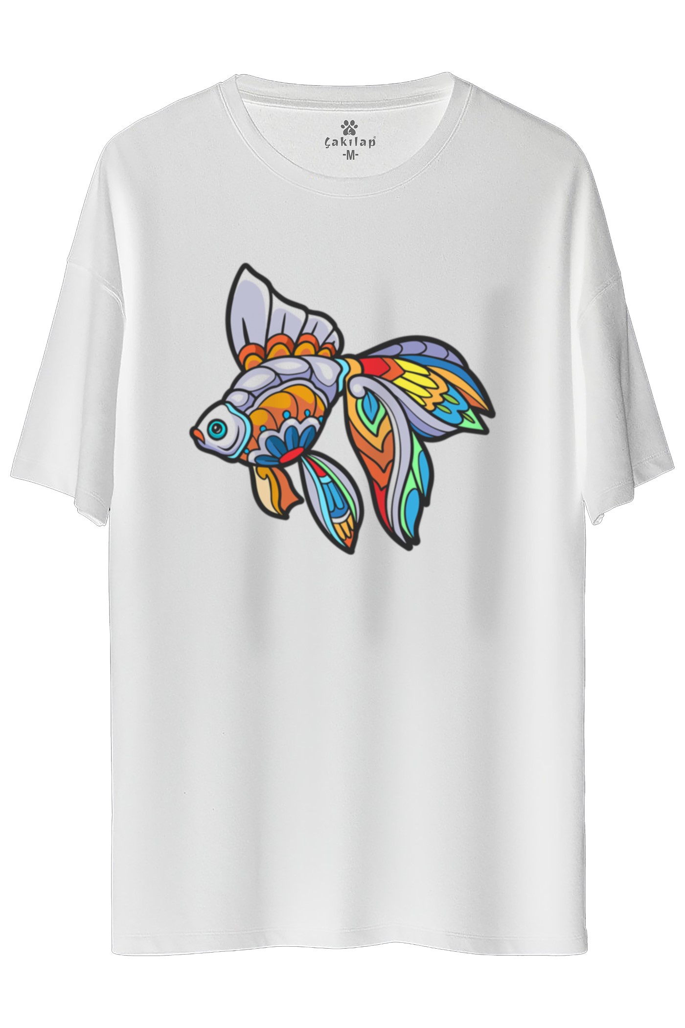 Balık Baskılı Oversize Tişört