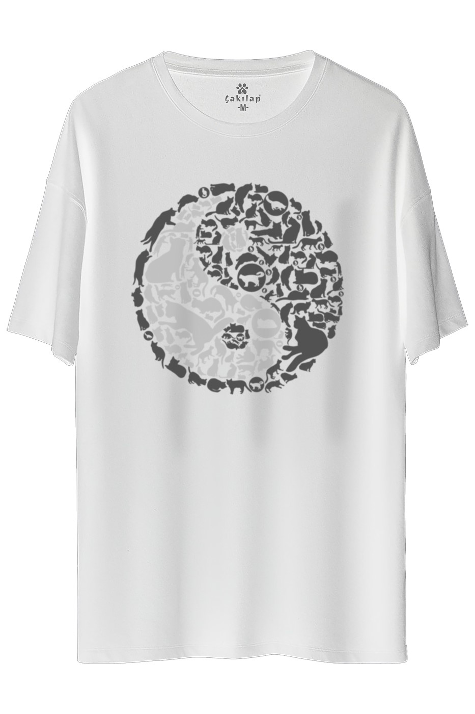 Kedi Baskılı Oversize Tişört