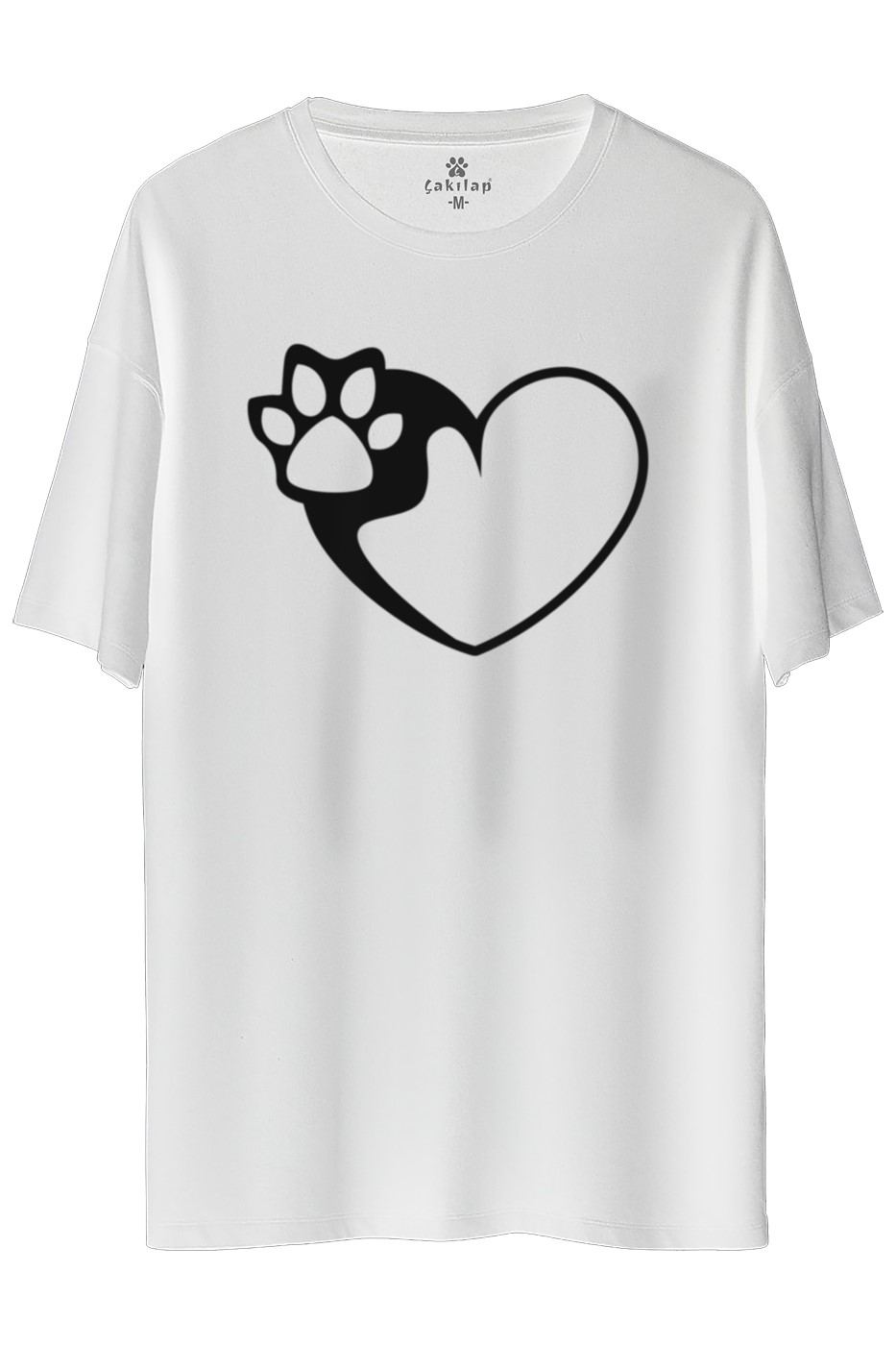 Kedi Baskılı Oversize Tişört