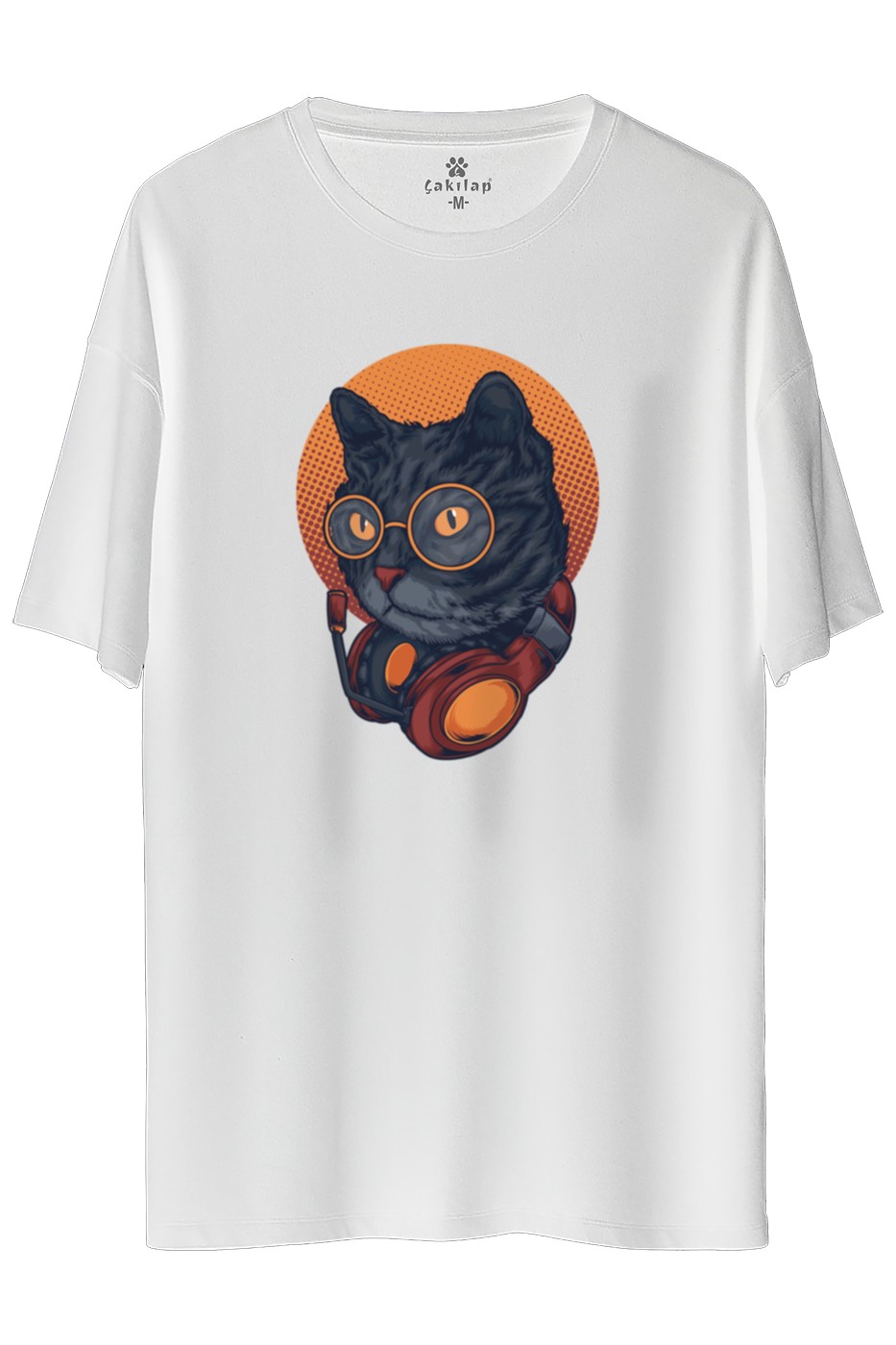 Kedi Baskılı Oversize Tişört