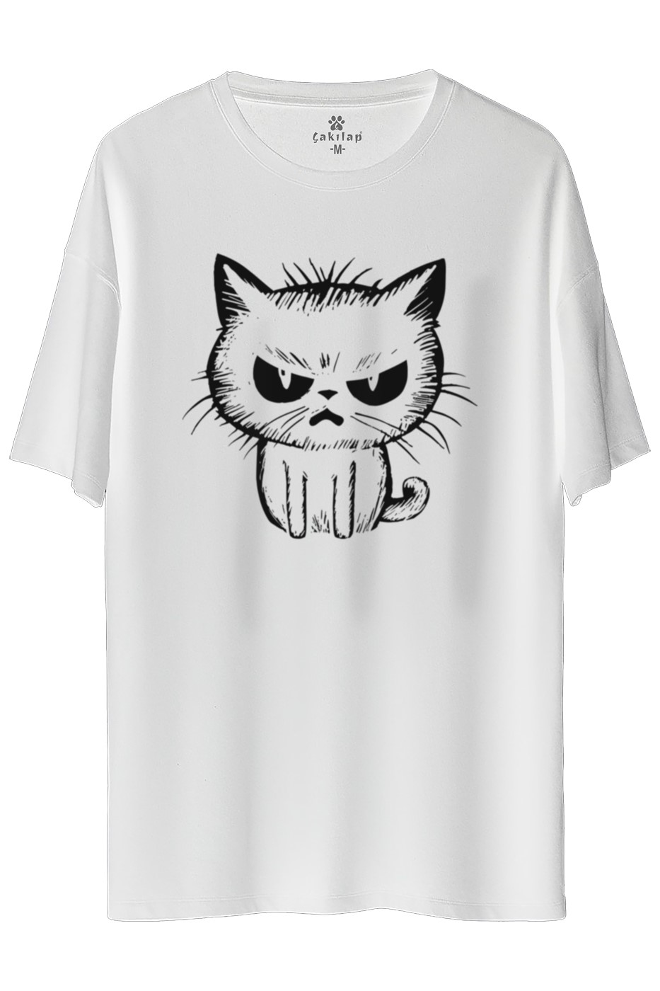 Kedi Baskılı Oversize Tişört