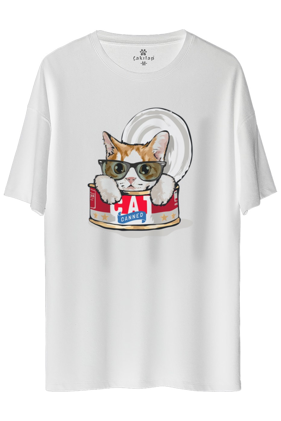 Kedi Baskılı Oversize Tişört