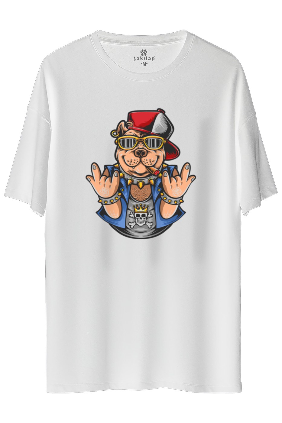 Köpek Baskılı Oversize Tişört