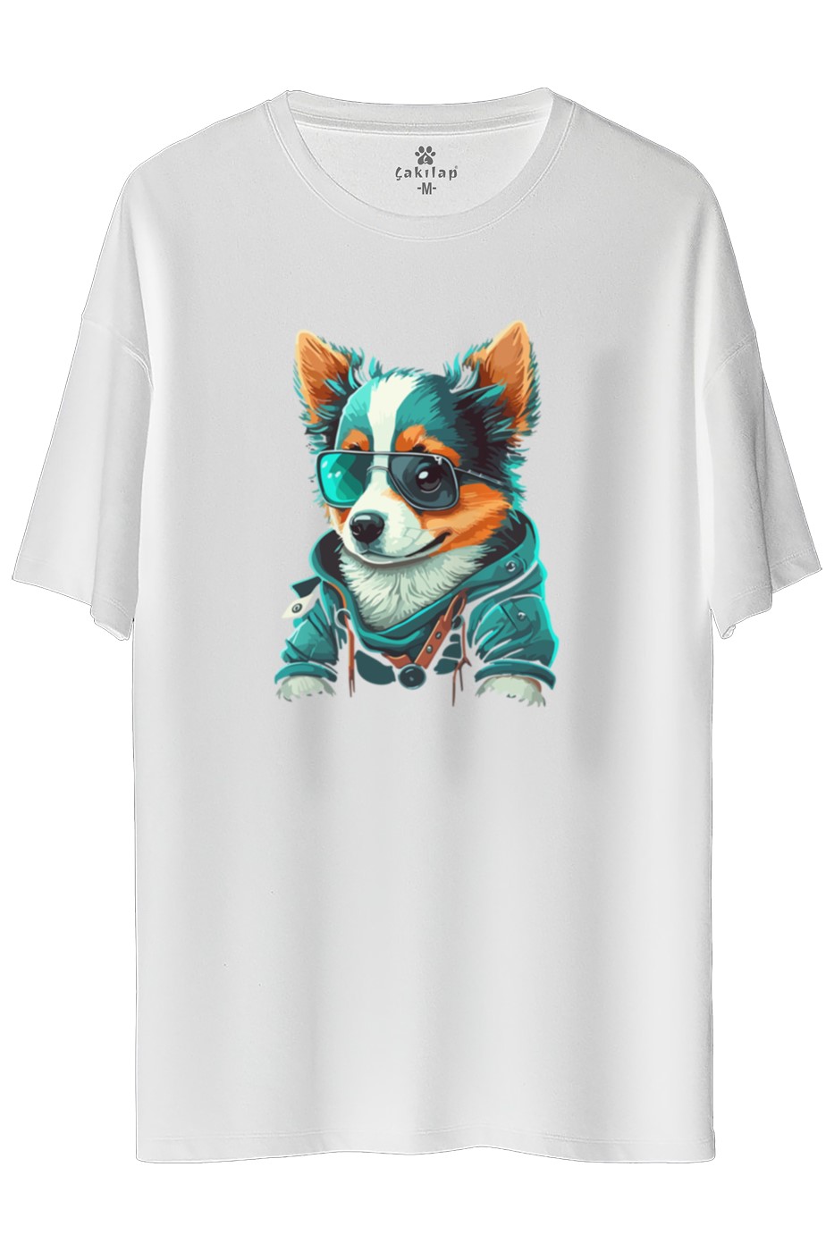 Köpek Baskılı Oversize Tişört