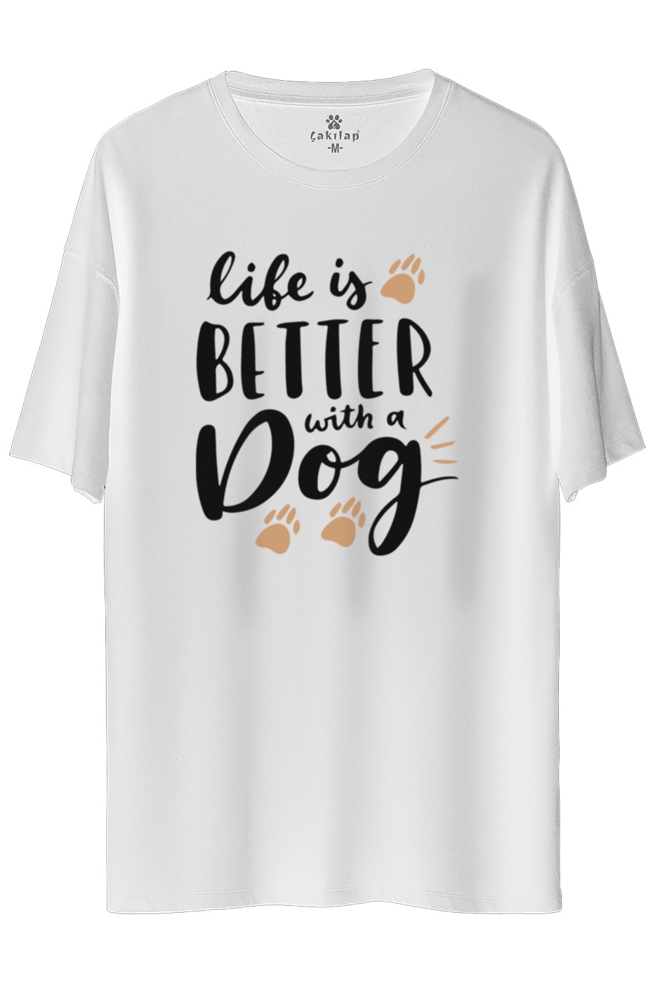 Köpek Baskılı Oversize Tişört