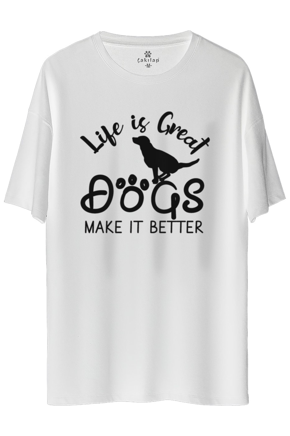 Köpek Baskılı Oversize Tişört