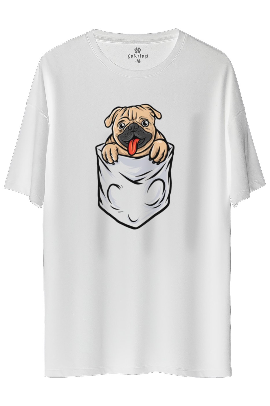 Köpek Baskılı Oversize Tişört