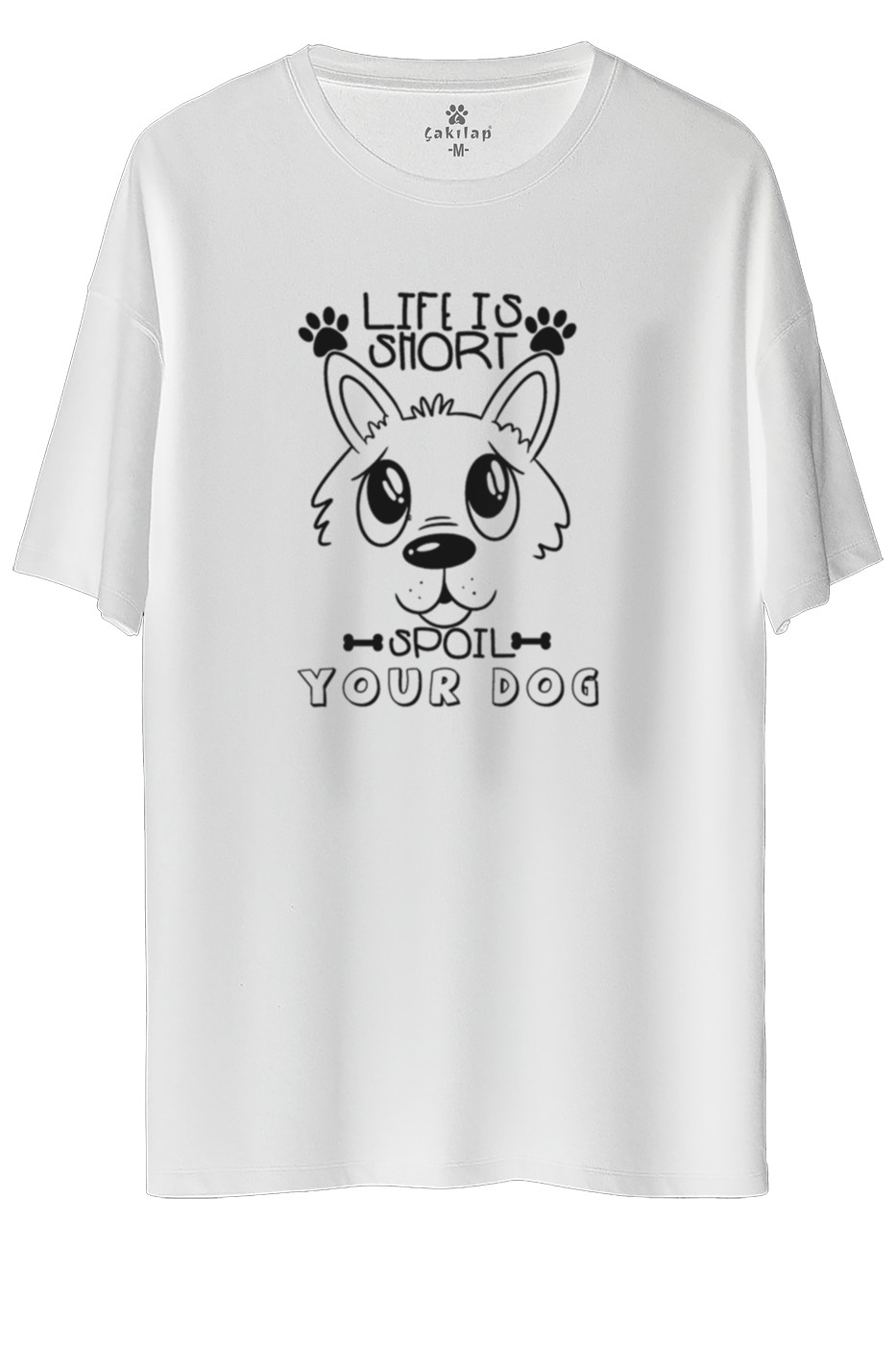 Köpek Baskılı Oversize Tişört